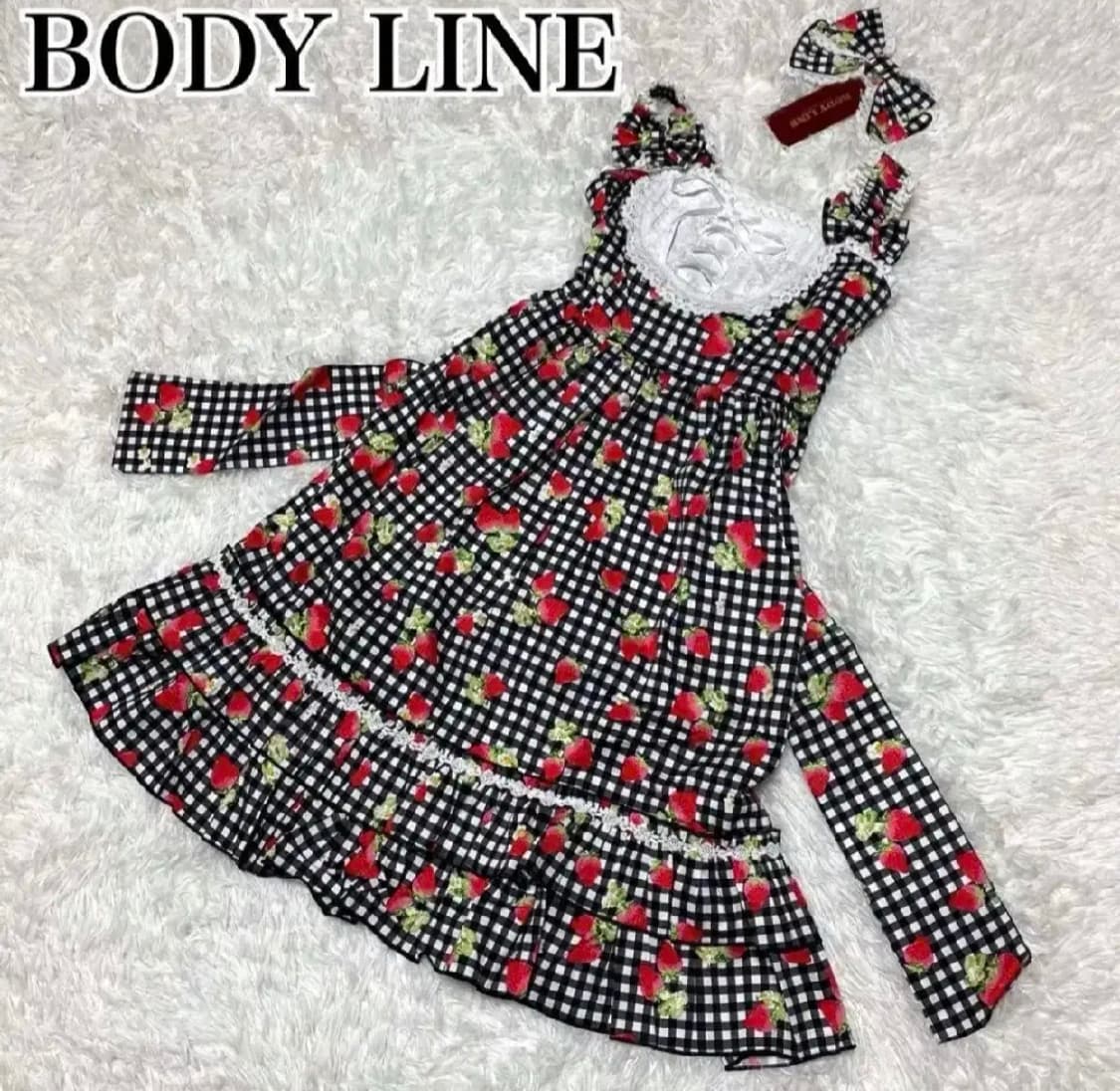 bodyline 바디라인 딸기 타탄체크 점스카 고전 로리타 상품이미지1