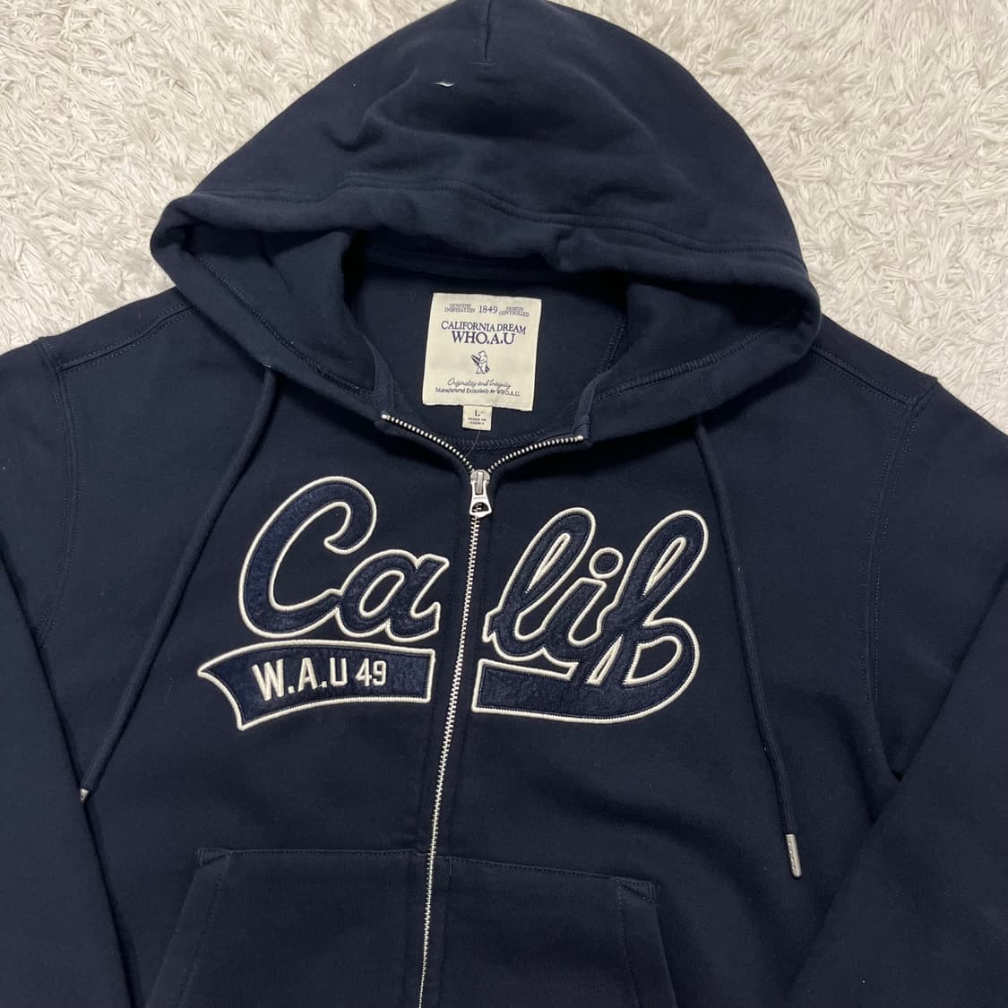 Who A U navy zip-up hoodie 상품이미지5