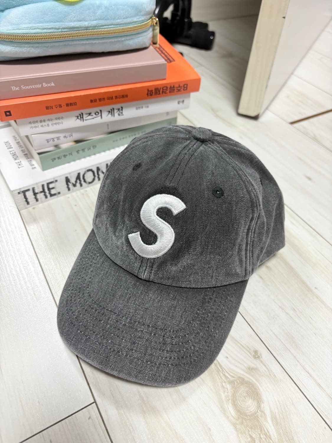 슈프림 피그먼트 s로고 6패널 블랙 캡 모자 상품이미지1