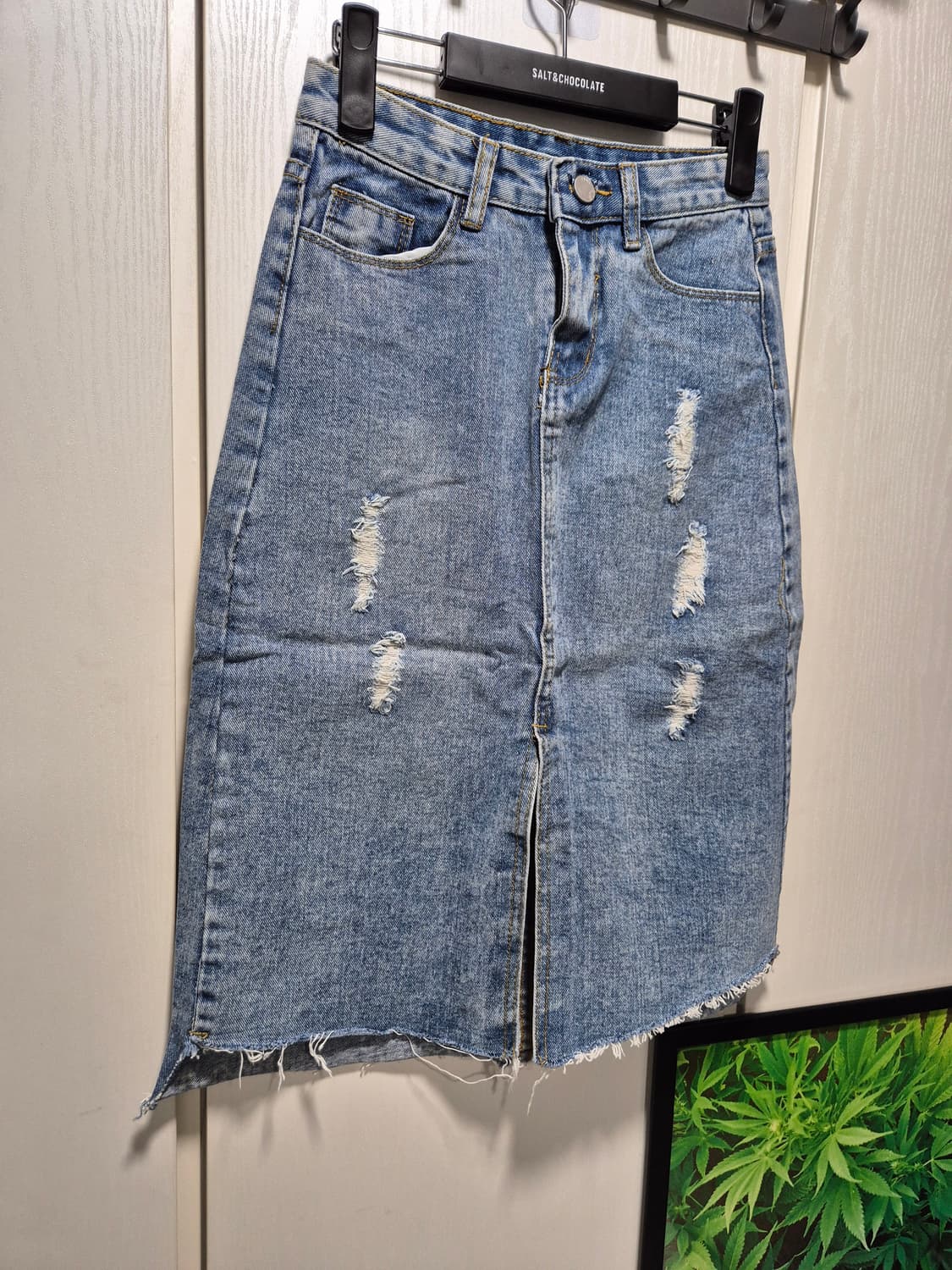 (새상품)vtg 데미지 데님 스커트 청치마 연청 상품이미지7