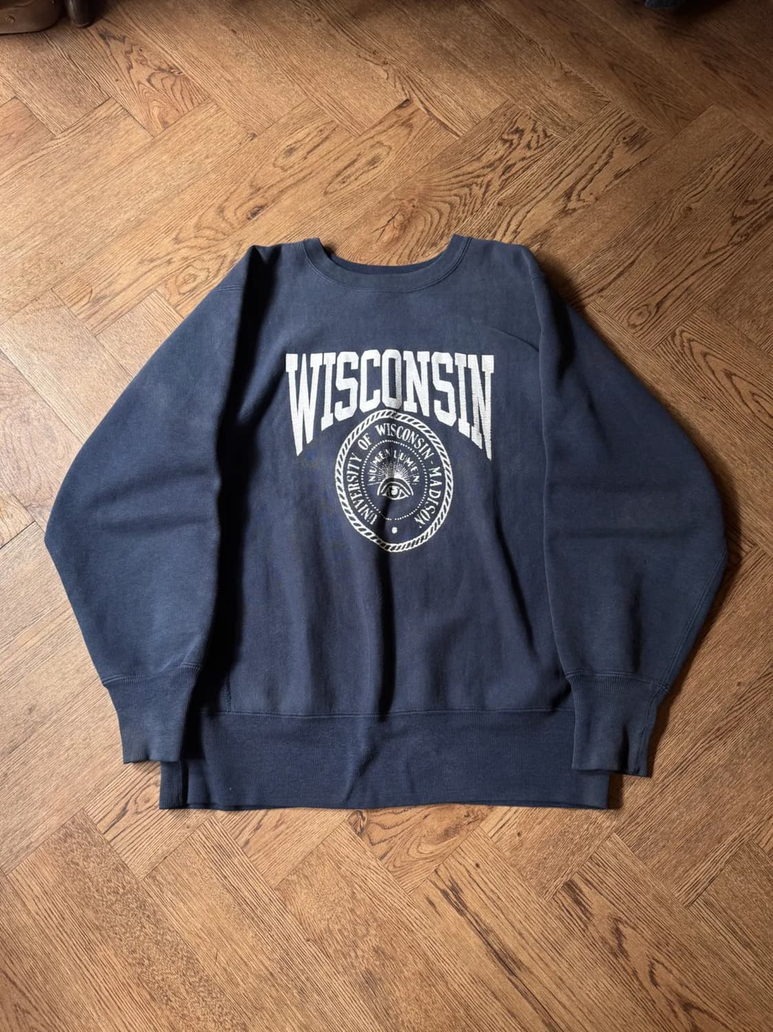 [L]80's 챔피온 리버스위브 USA Made 위스콘신 페이딩 스웻셔츠 상품이미지1