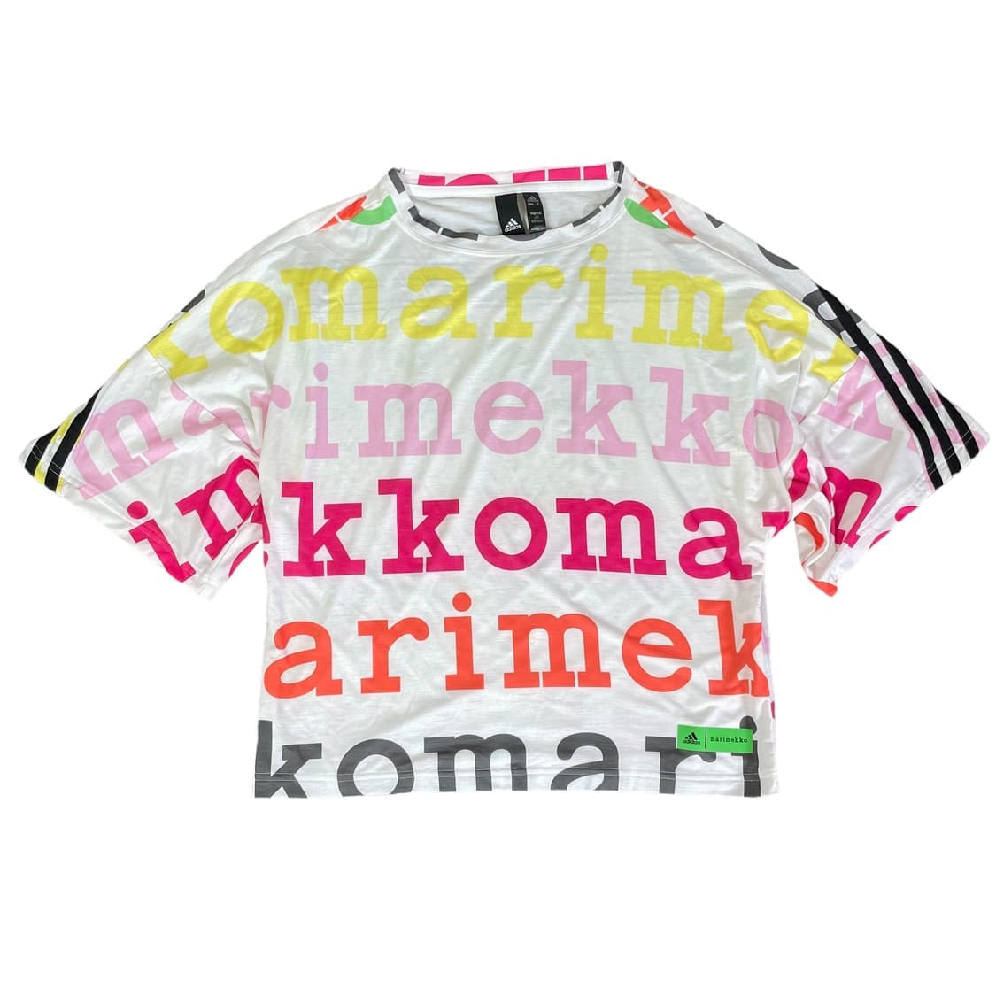 아디다스 화이트 프린팅 폴리 반팔 티셔츠 2XS 상품이미지1