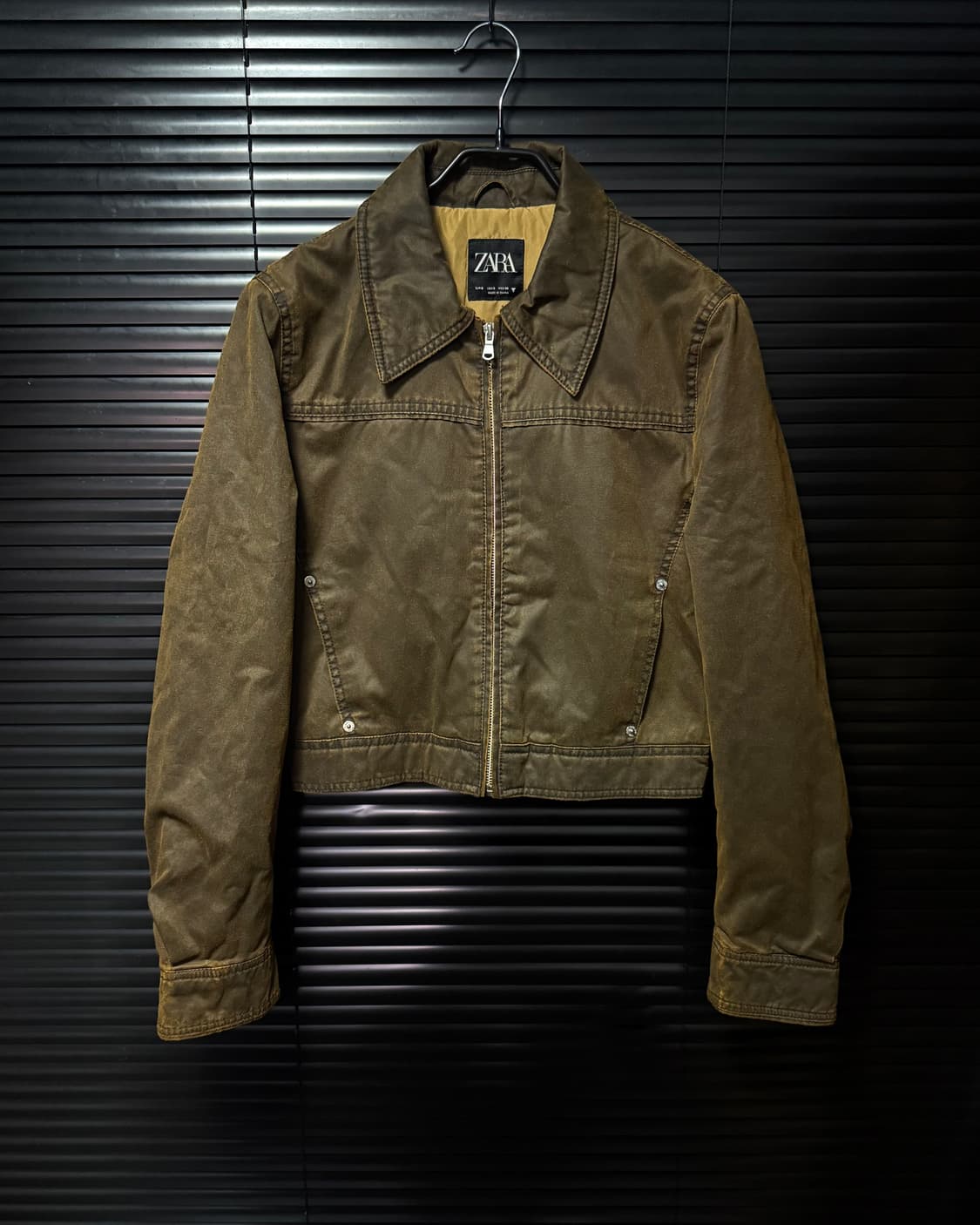 자라 왁스드 워시드 워싱 레더 가죽 브라운 빈티지 크롭 점퍼 항공 ma1 상품이미지2