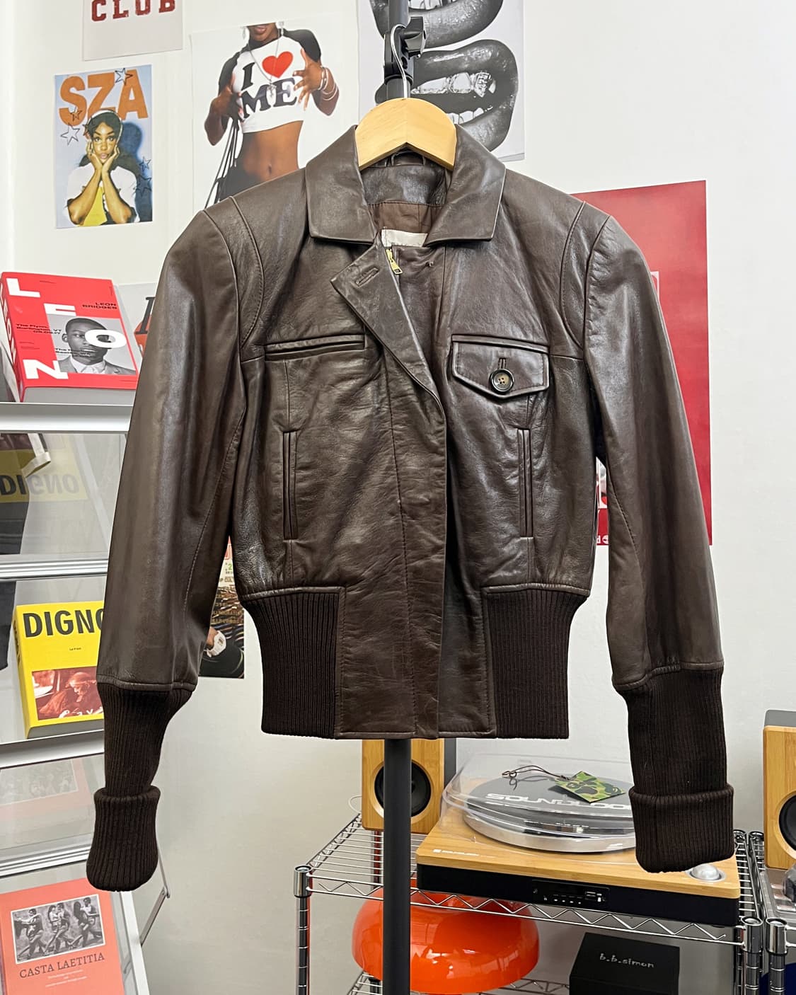 올드 빈티지 브라운 레더 바이커 자켓 상품이미지5