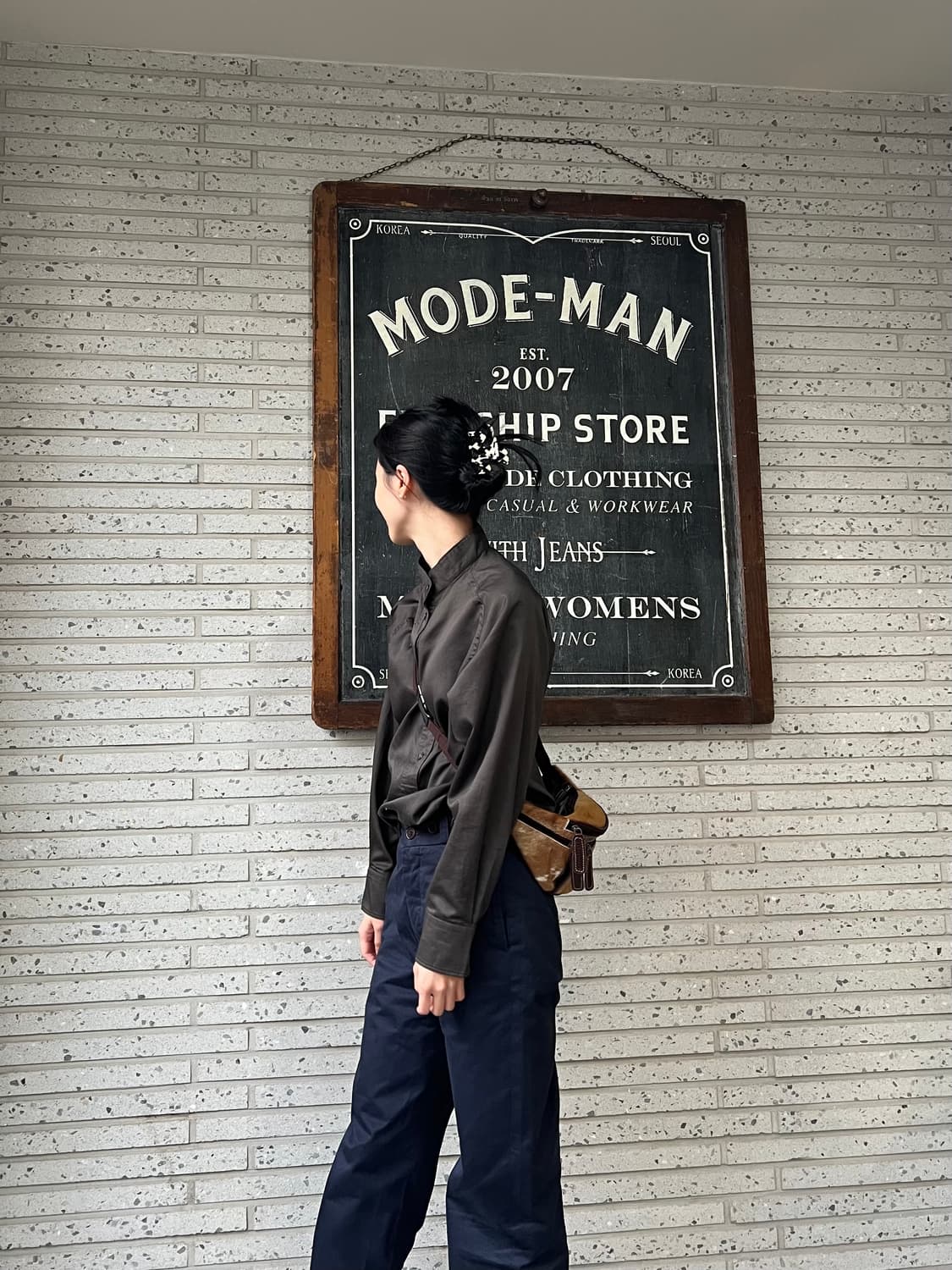 나이젤카본 네이비 와이드 치노 팬츠 상품이미지1