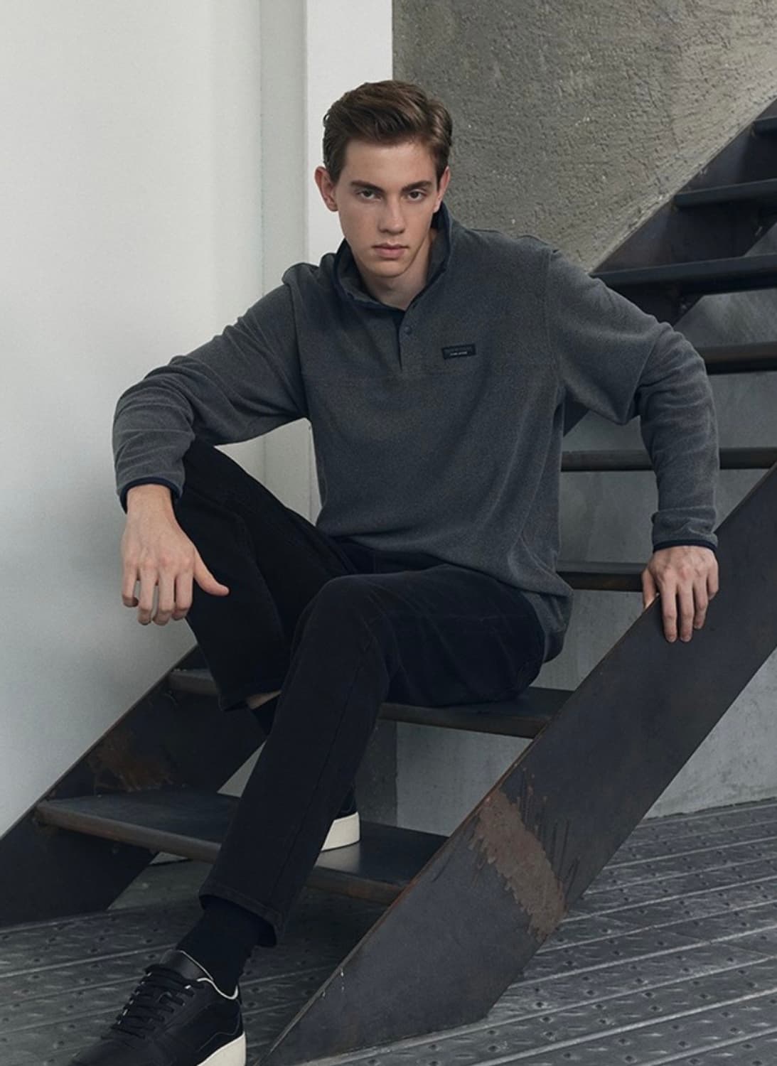 트루릴리전 스냅 플리스 차콜 M 상품이미지2