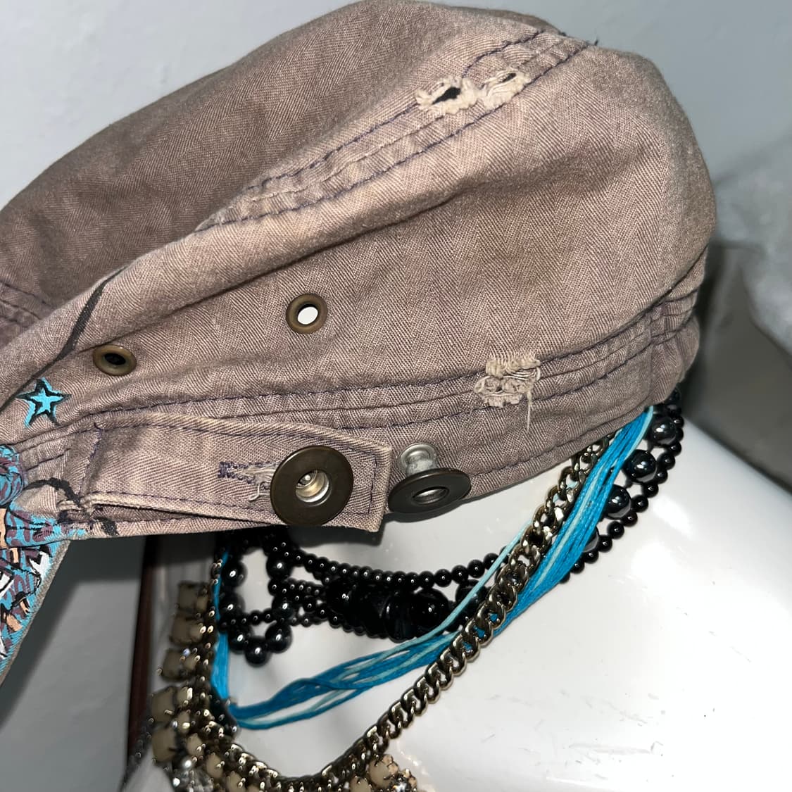 빈티지 스타 프린팅 밀리터리 캡 상품이미지4