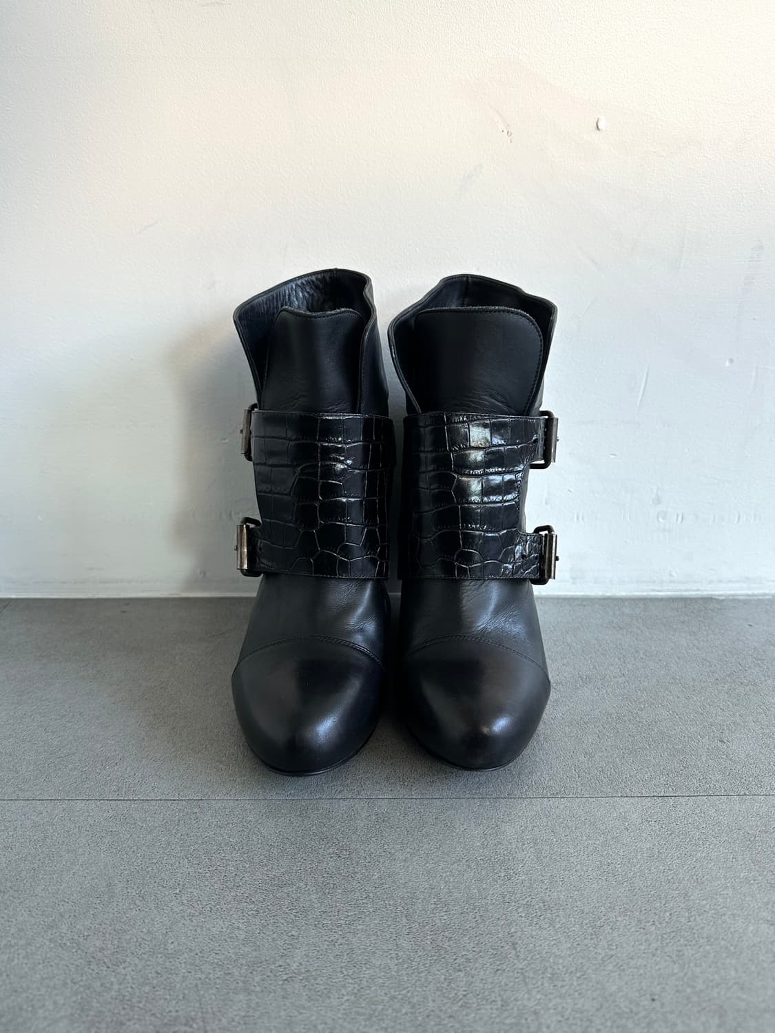 사카이 블랙 버클 레더 웨지부츠 상품이미지3