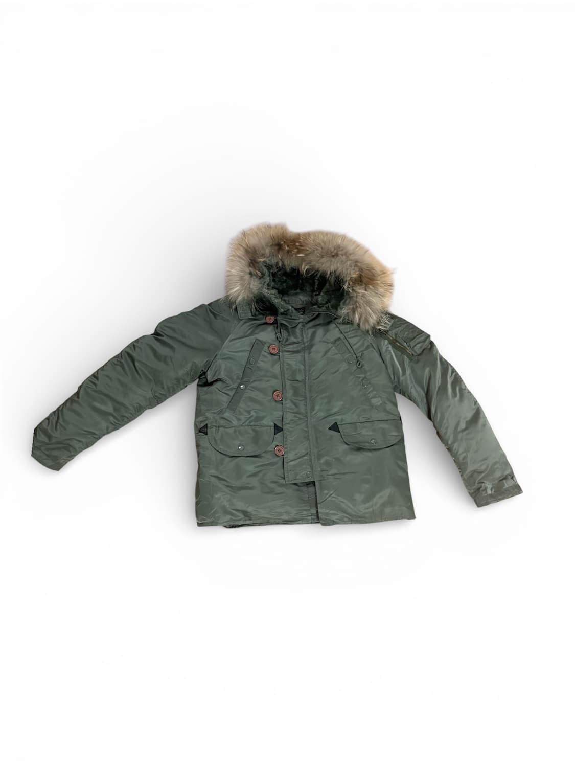 빈티지 무드 카키 퍼 패딩 점퍼 상품이미지1