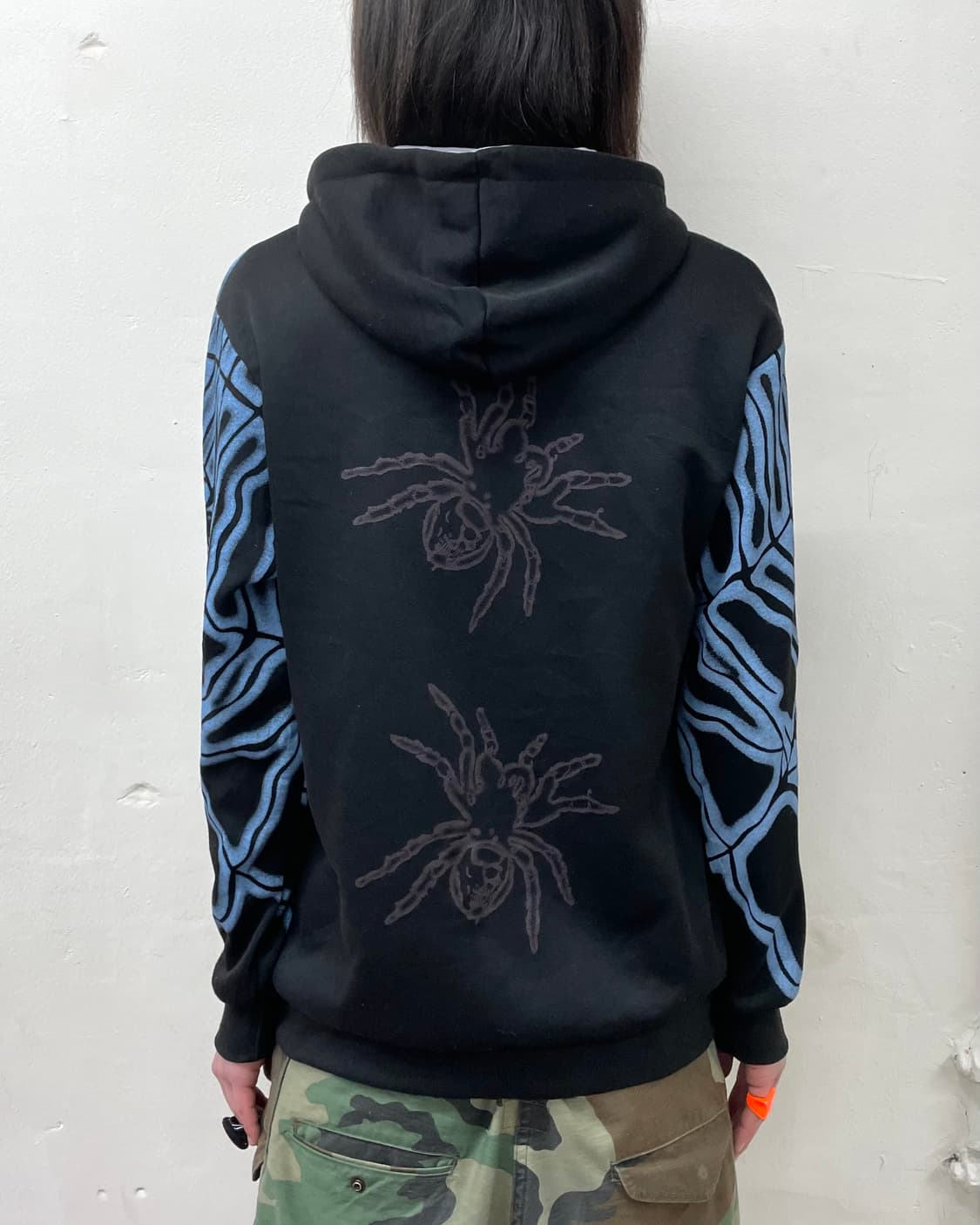Blue spider silk orange lettering hood 상품이미지2