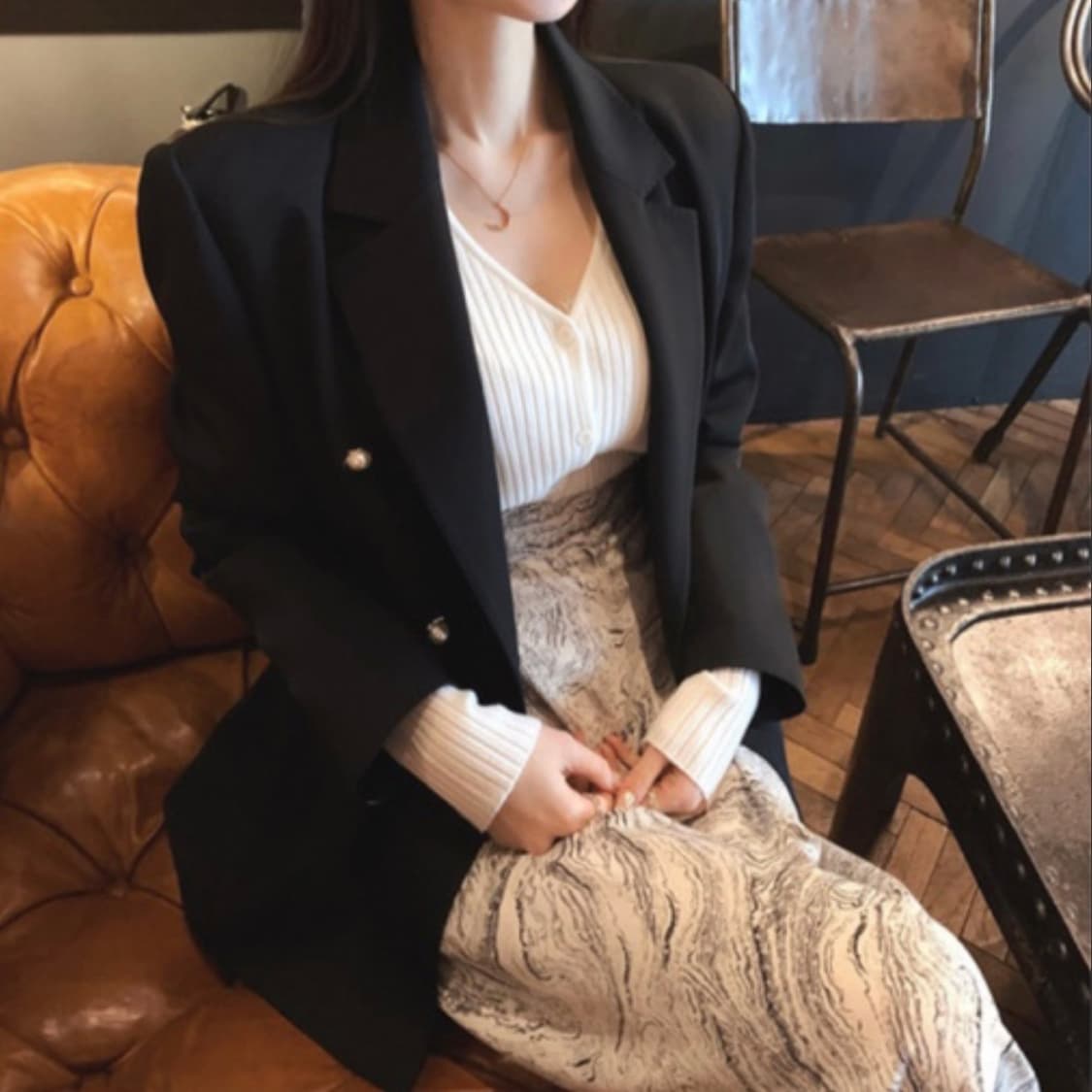 로즈팩토리 스티치 자켓 S 진주 버튼 블랙 아네로즈 시에 로즈니 로아르 상품이미지8