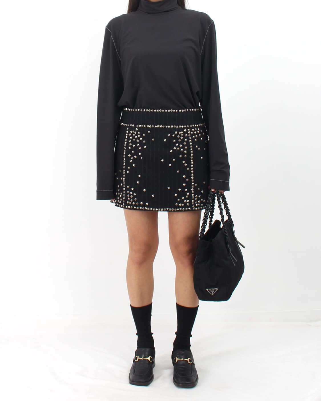 띠어리 Theory 스티치 자수 목폴라 터틀넥 블랙 티셔츠 상품이미지9