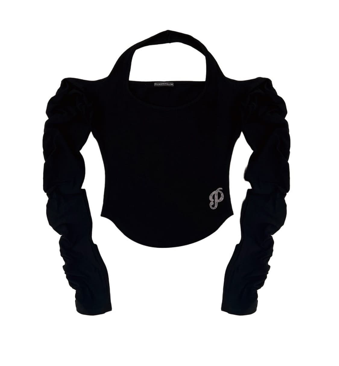 플리즈노팔로우 데니 홀터탑 블랙 상품이미지1