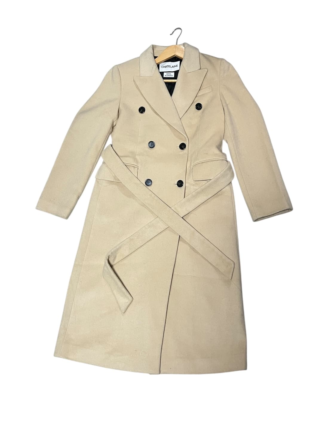 샤트렌 CHATELAINE 버터 롱 맥시 더블 브레스트 울 코트 S 상품이미지4