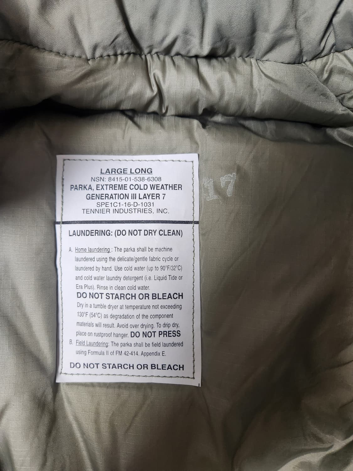 미군 오리지날 레벨7 프리마로프트 파카 팝니다. 상품이미지4