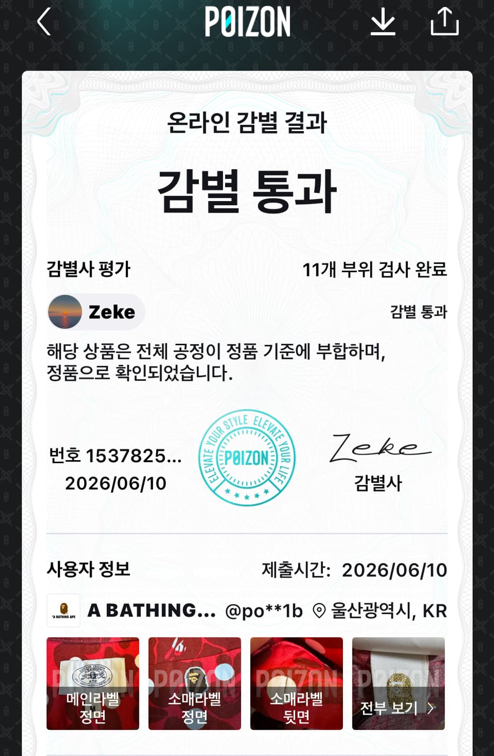 (M)베이프 도트 무늬 반팔 셔츠 레드 상품이미지7