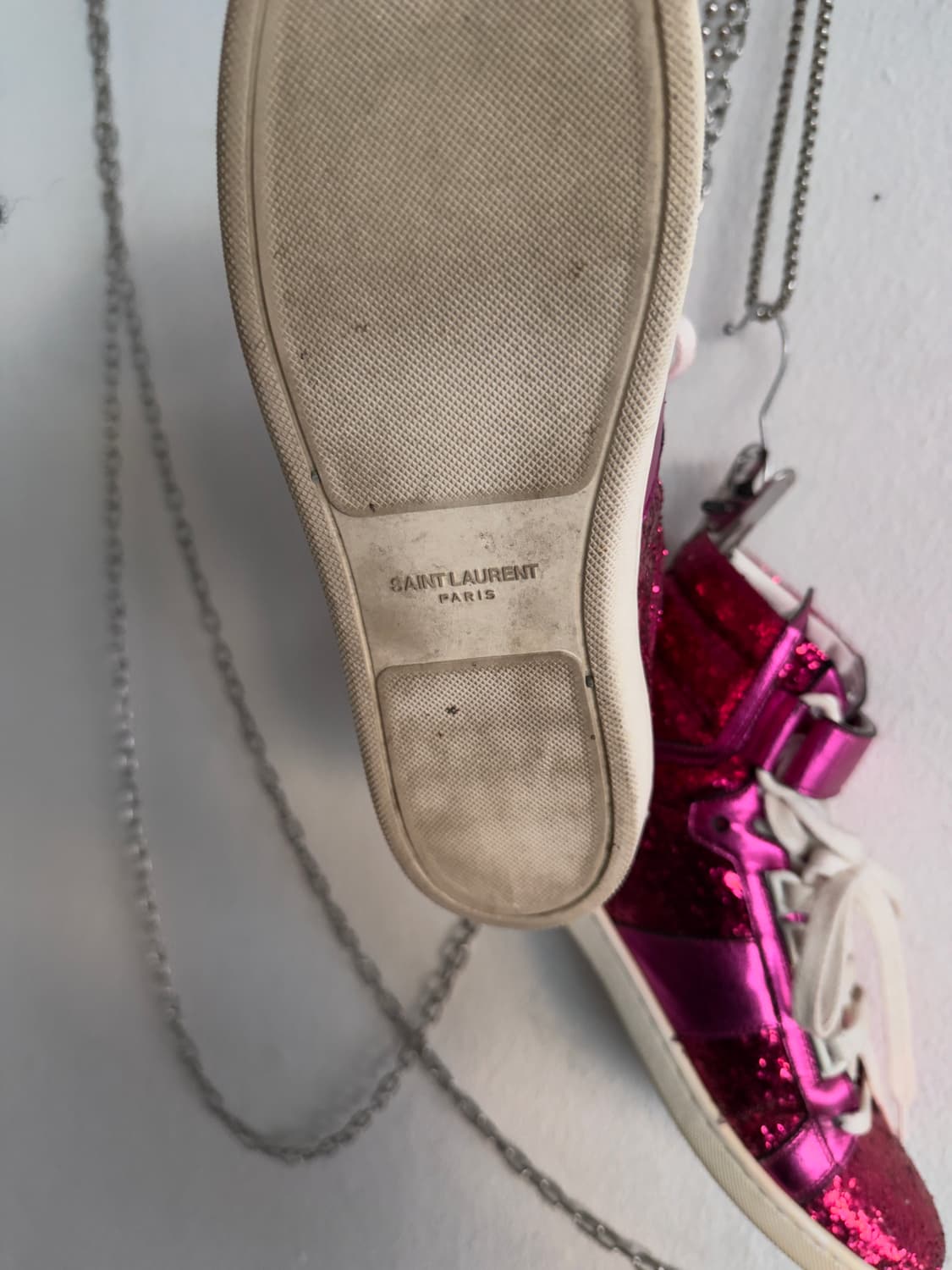 생로랑 핑크 글리터 하이탑 스니커즈 상품이미지3