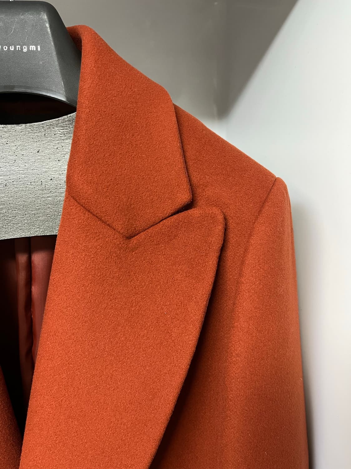 우영미 오렌지 캐시미어 오버핏 코트 44사이즈 상품이미지3