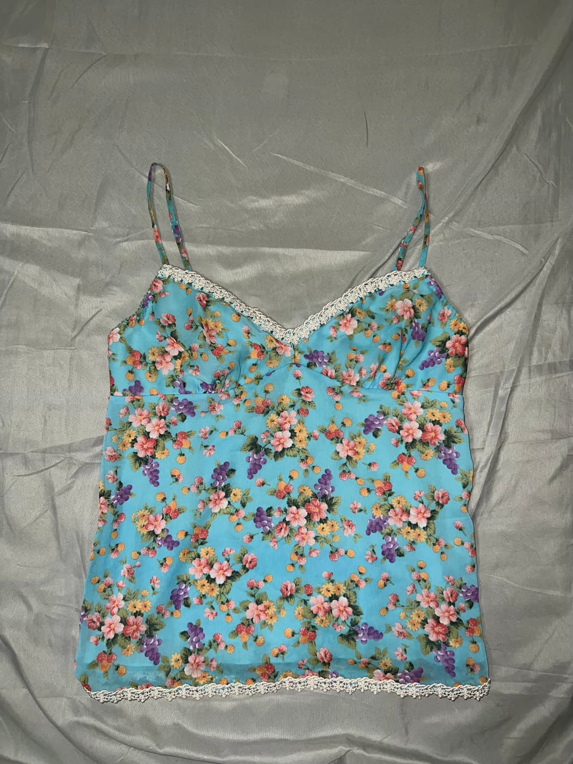 ✨vintage flower pattern sleeveless 하늘✨ 상품이미지2