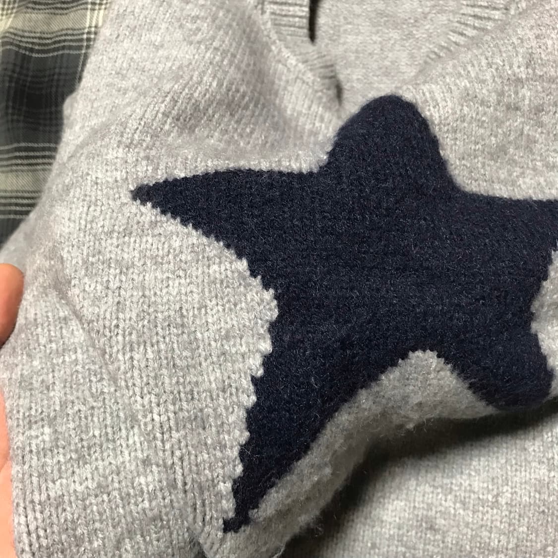 재팬 헤비 빈티지 별 니트 스웨터 멜란지 그레이 오버핏 상품이미지3