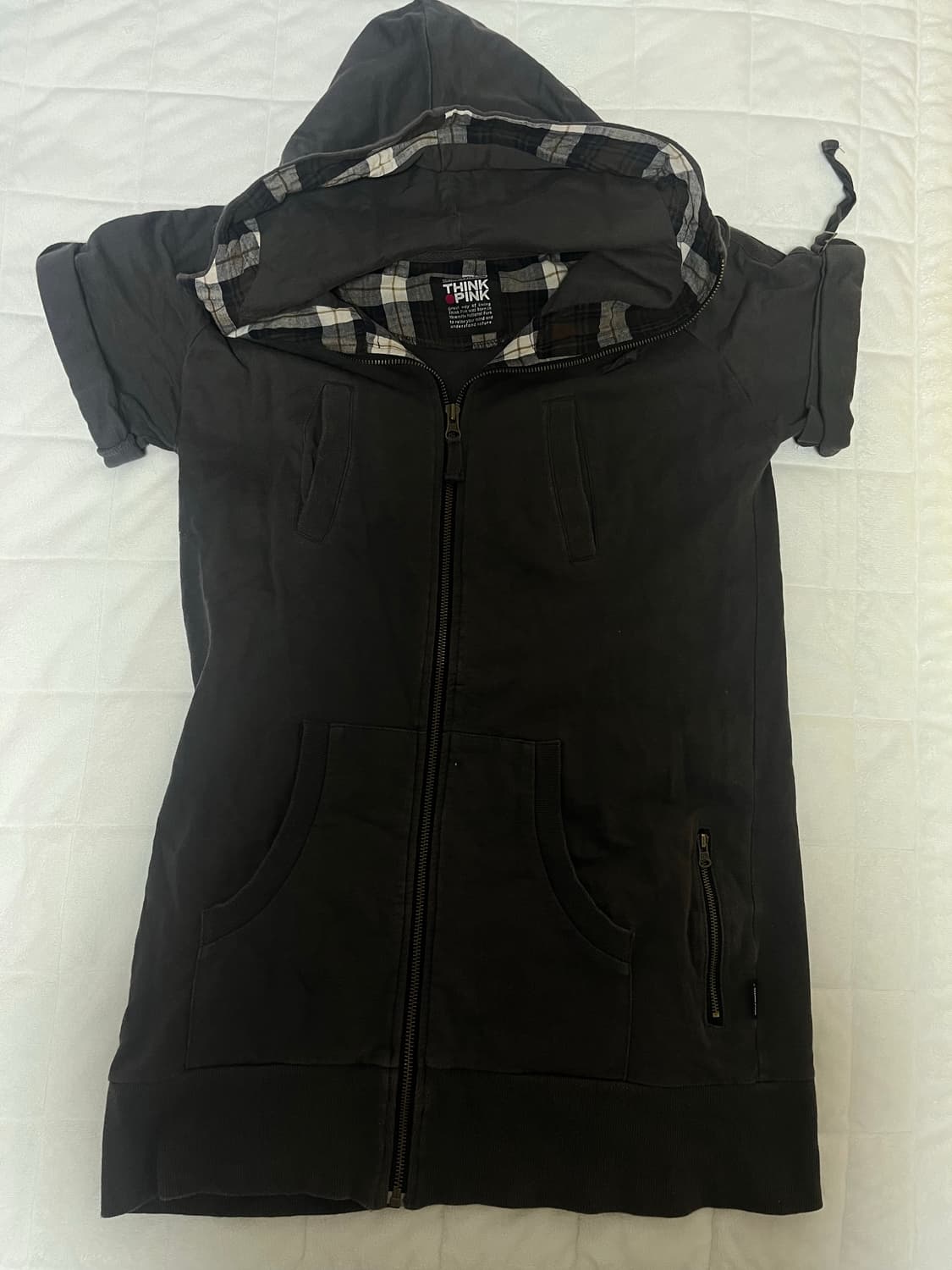 덤 옷 포함) THINK PINK 체크 반팔 후디 갸루 엑시즈팜 트랄라라 상품이미지1