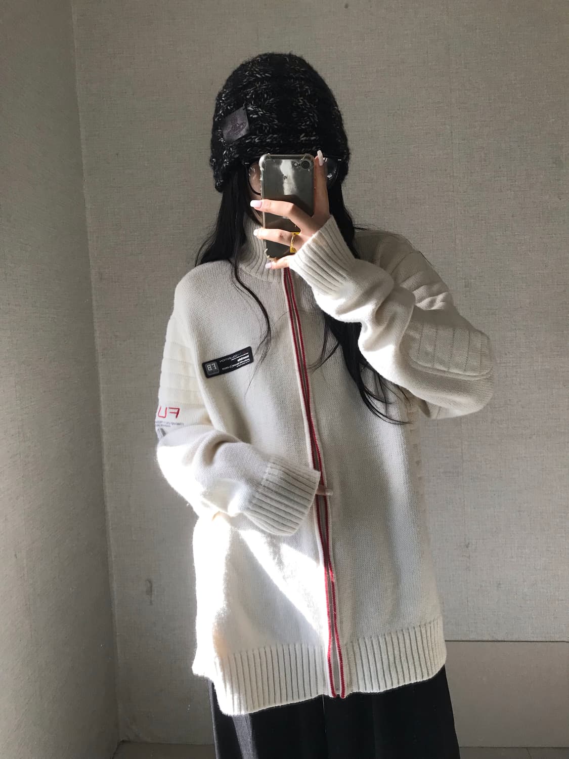 후부 00s 아이보리 니트집업 상품이미지4