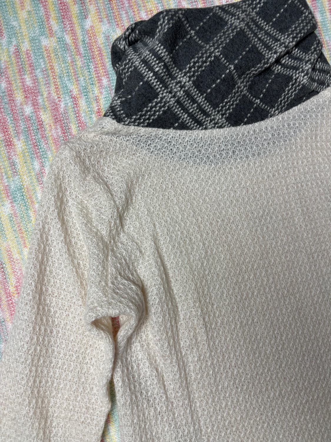 아이보리 체크 레이어드 니트 상품이미지9