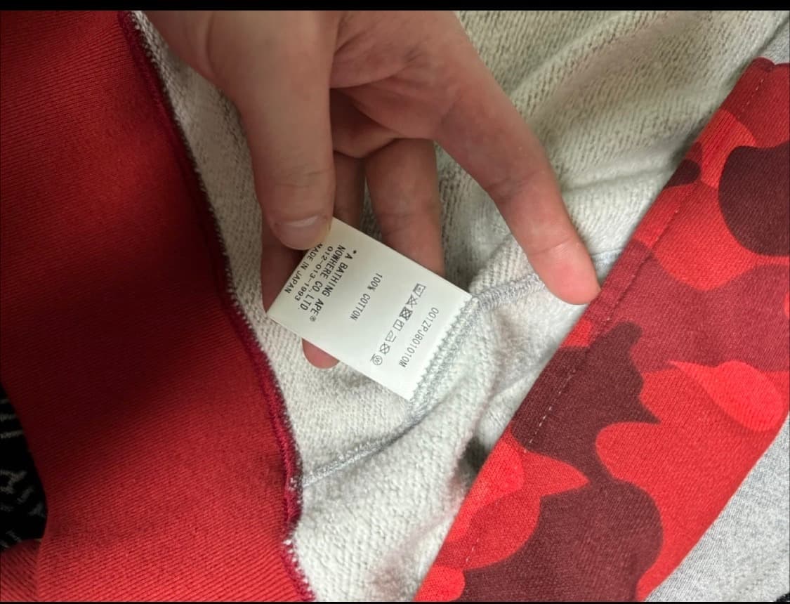 100%정품 베이프 반반 샤크 후드집업 적계 L 상품이미지6