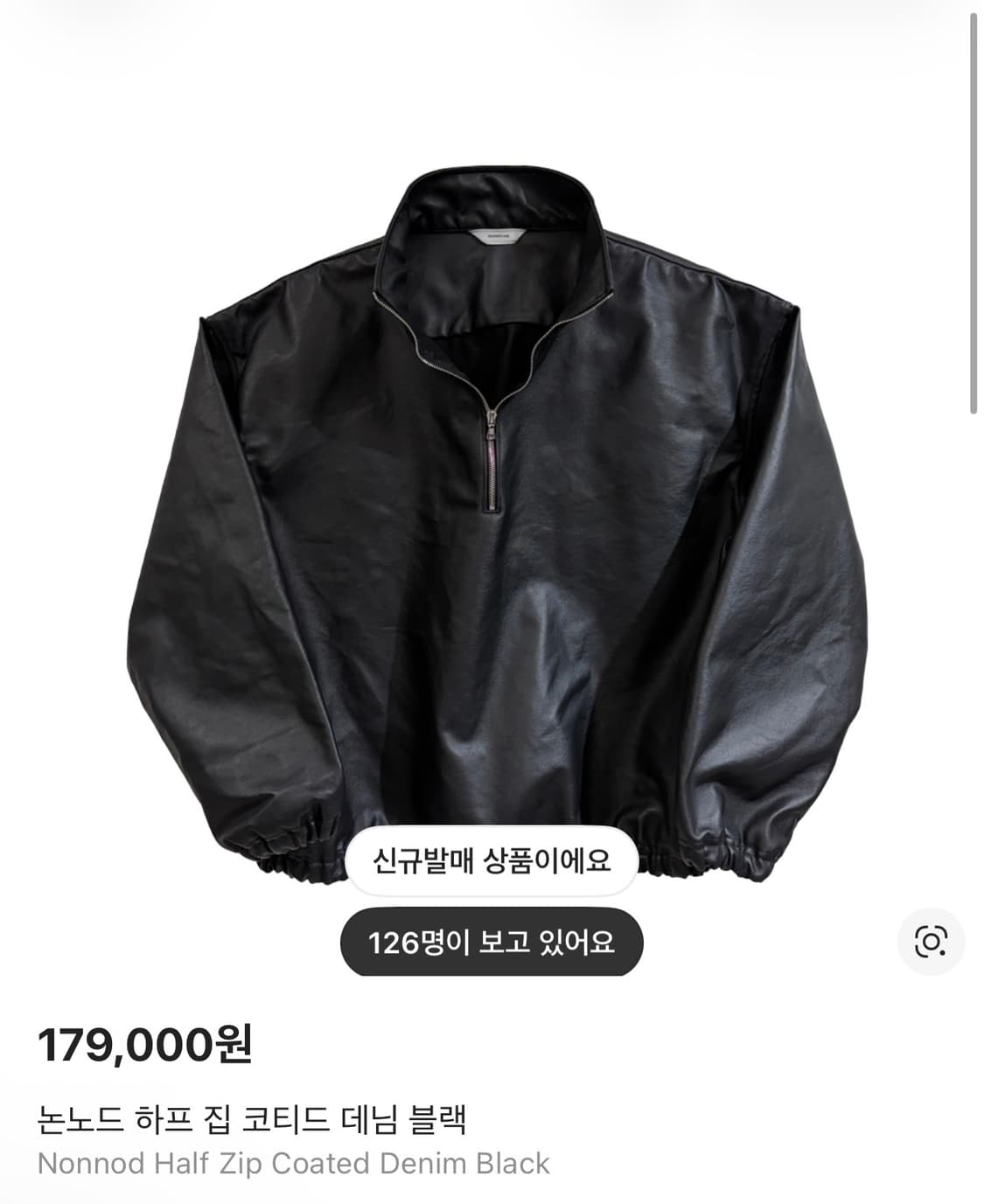 [2] 논노드 하프 집 코티드 데님 블랙 상품이미지1