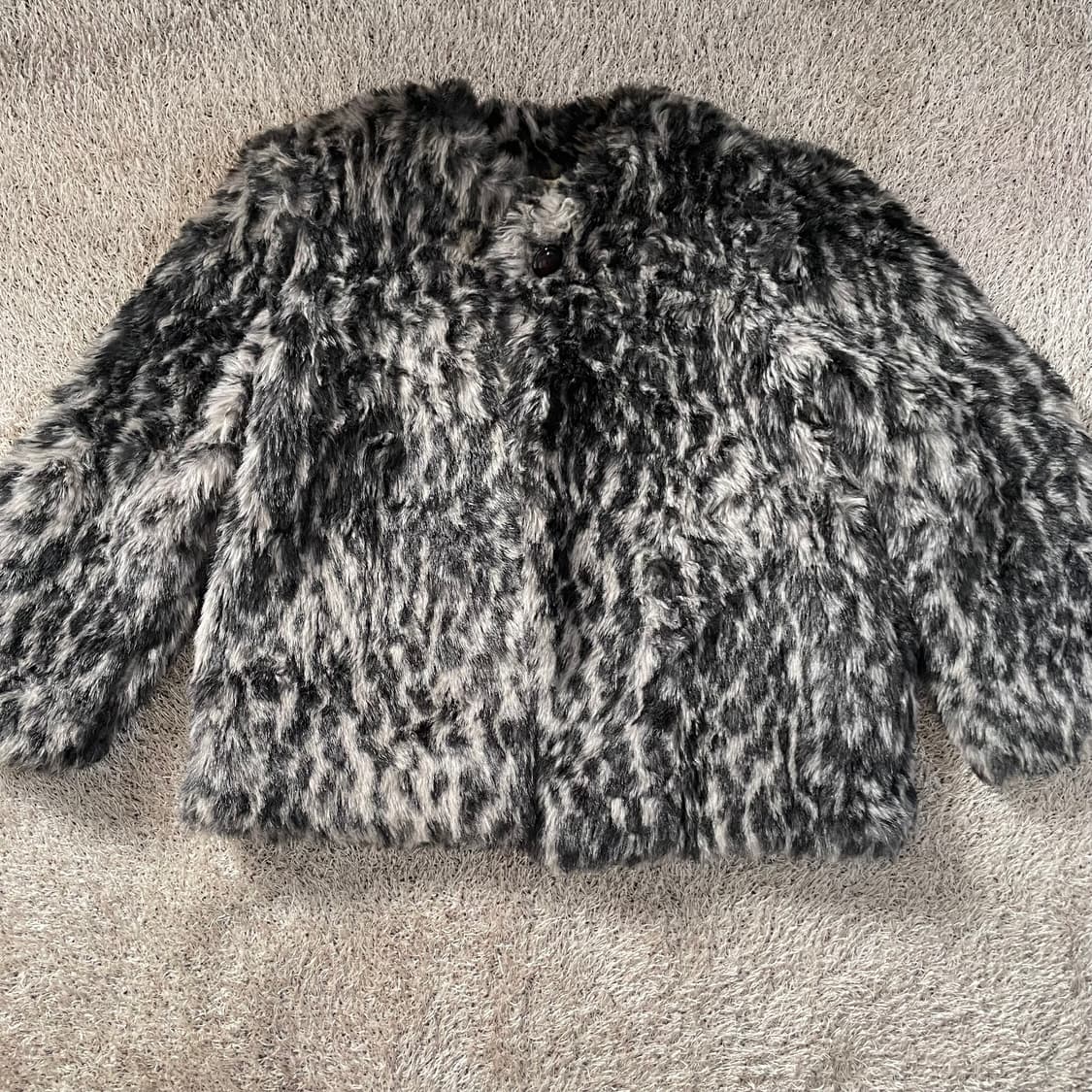 그레이 호피 레오파드 퍼자켓 갸루 상품이미지3