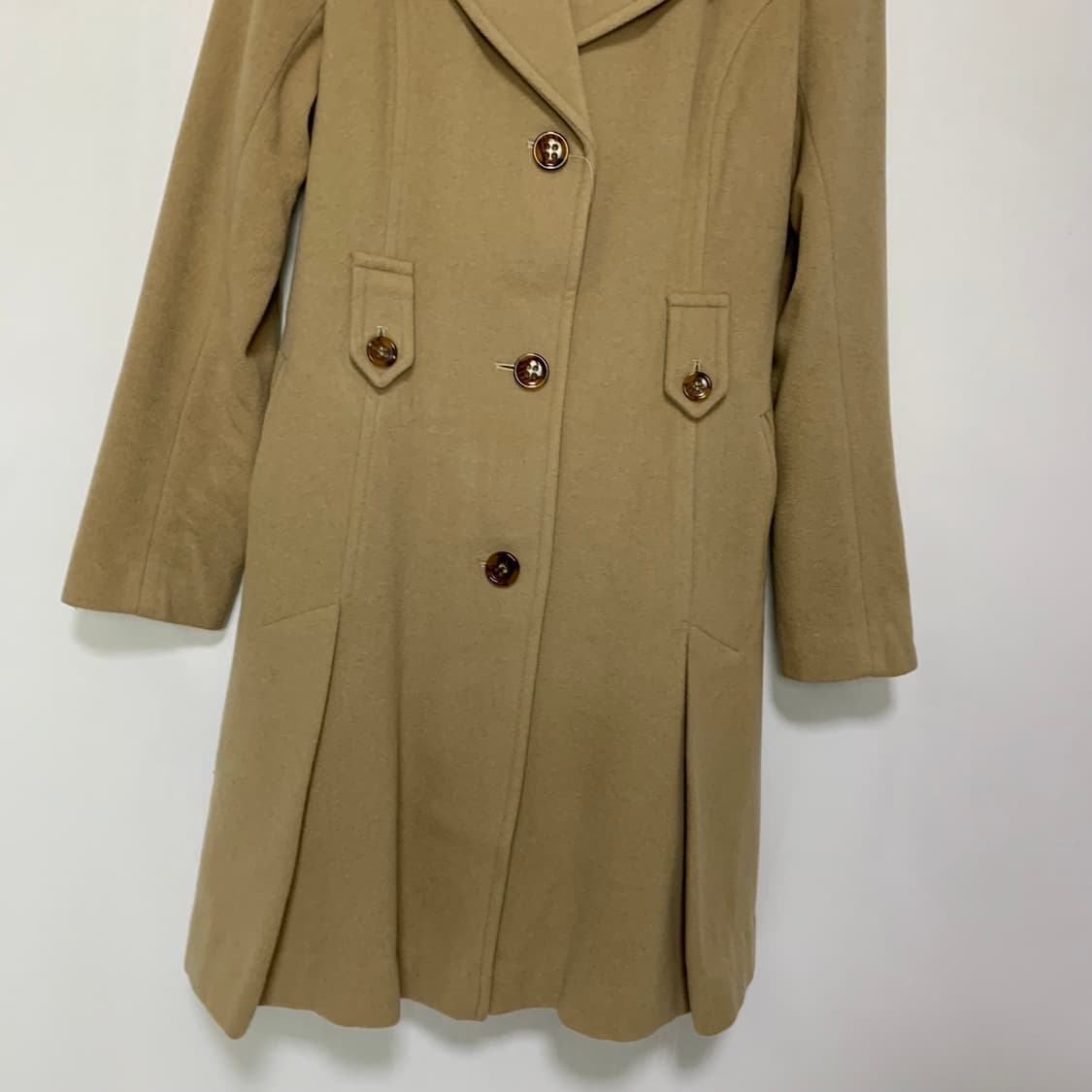 DKNY 캐시미어 모직 코트 베이지 빈티지 여성 롱코트 상품이미지3