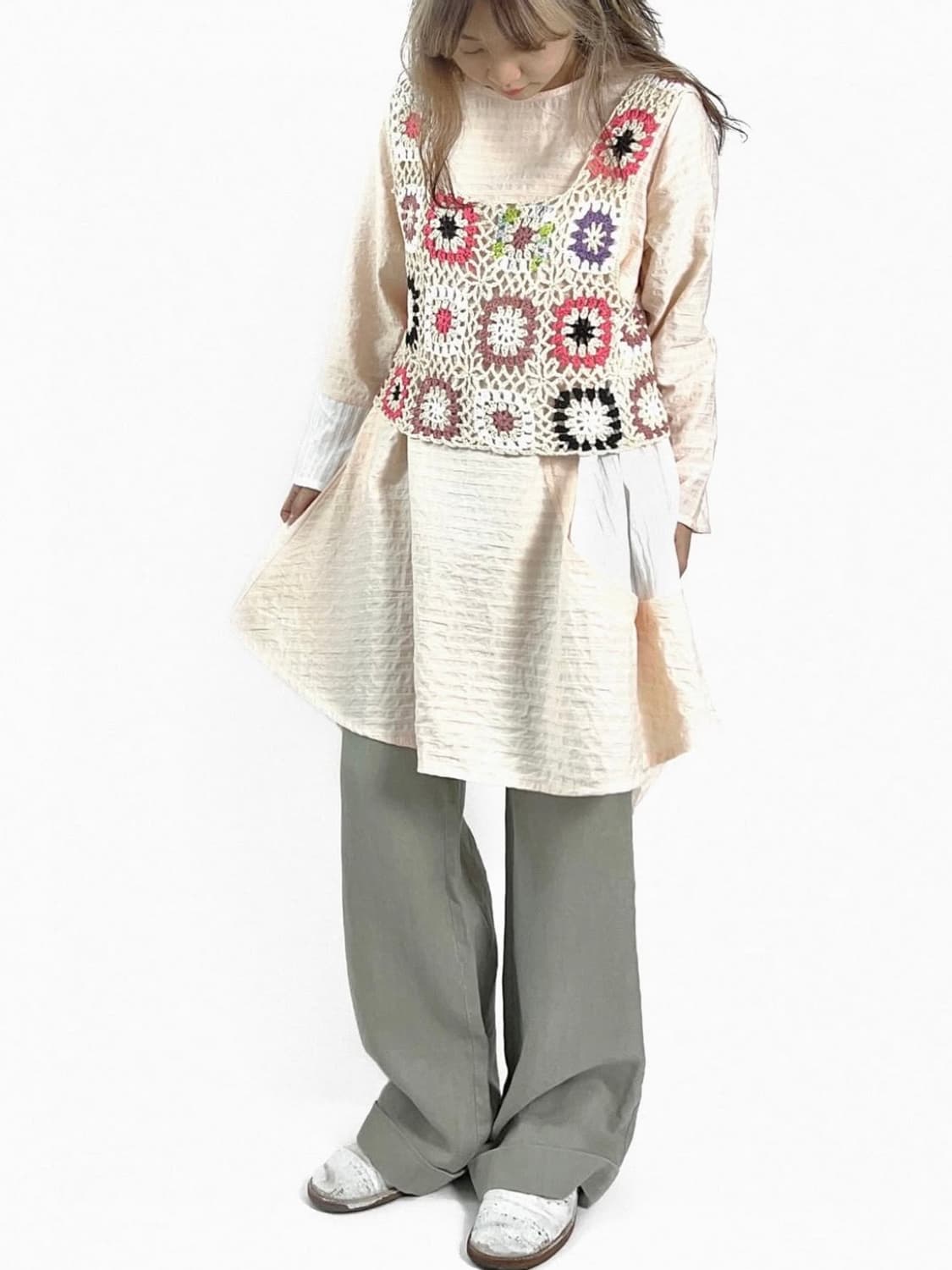 vintage crochet vest 상품이미지4
