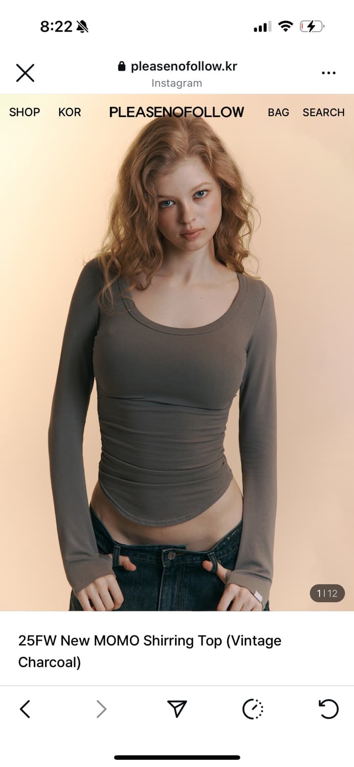 25FW New MOMO Shirring Top 차콜  상품이미지1