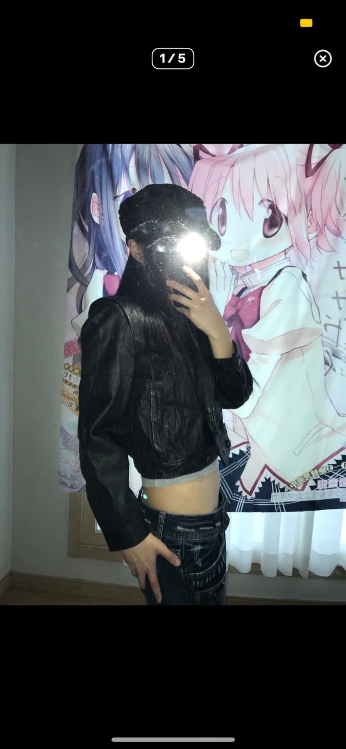 여자 크롭 레더자켓 상품이미지1