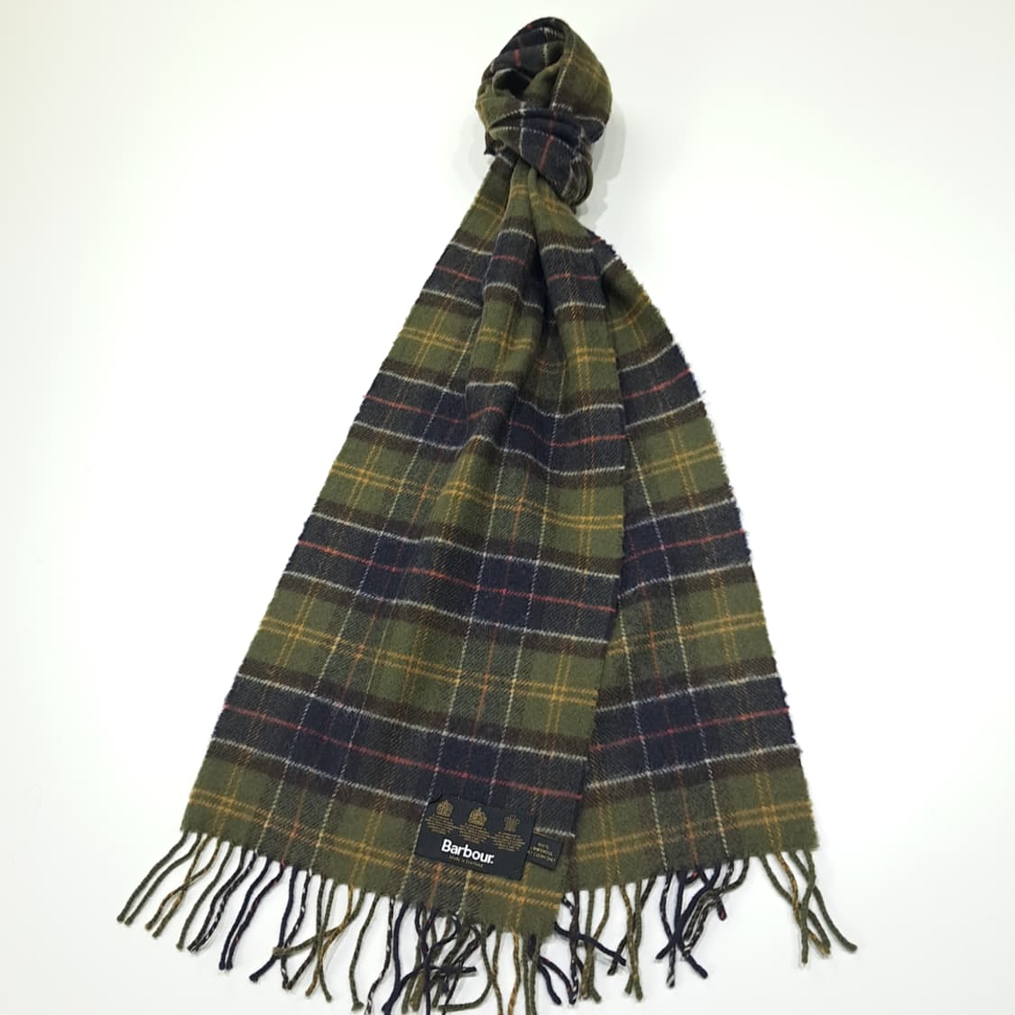 MX488 바버 00s 영국판 램스울 클래식타탄 올리브 머플러 목도리 상품이미지2
