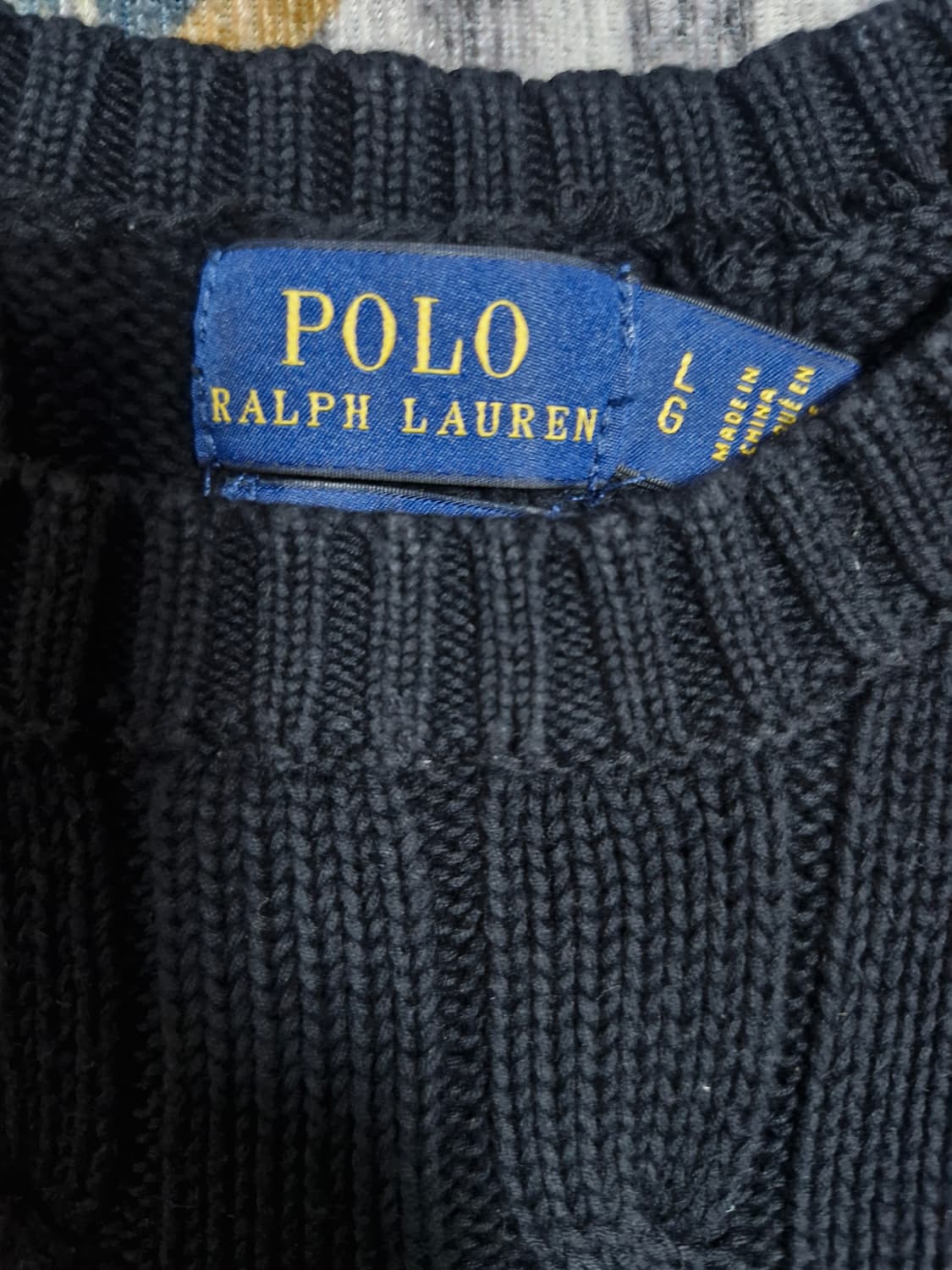 여성 폴로 랄프로렌 피마코튼 케이블 반팔 니트 블랙 L 상품이미지3