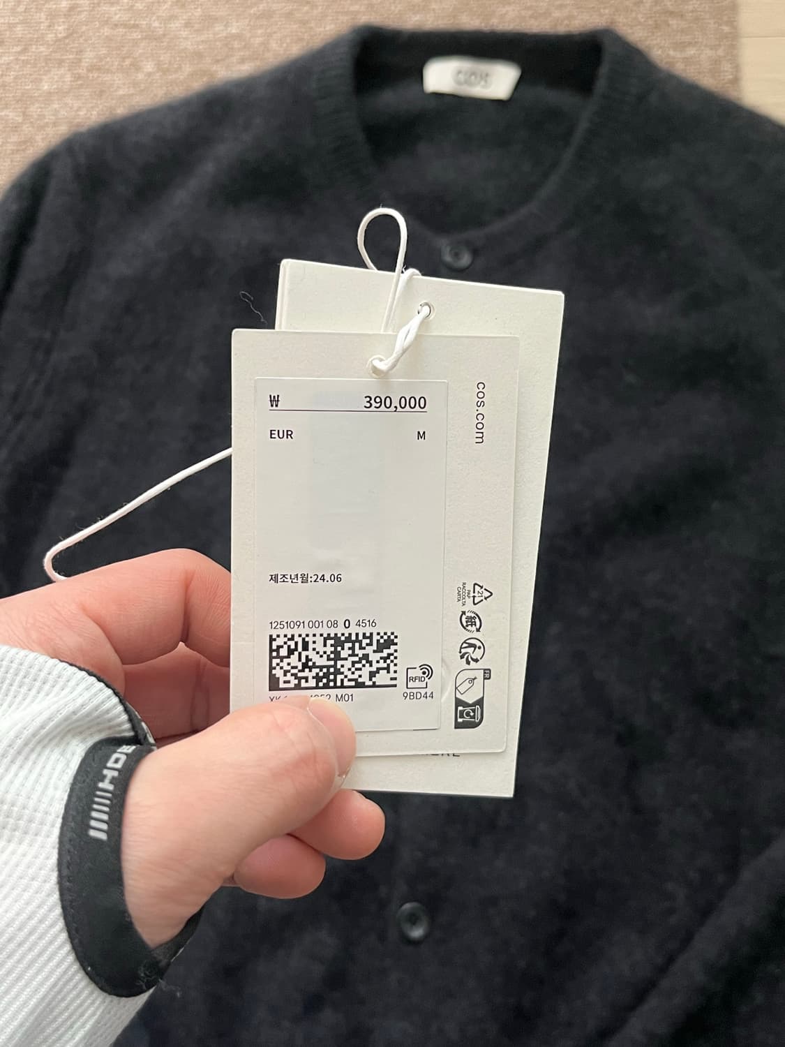 (M) 코스 보일드 캐시미어 크루넥 가디건 상품이미지4