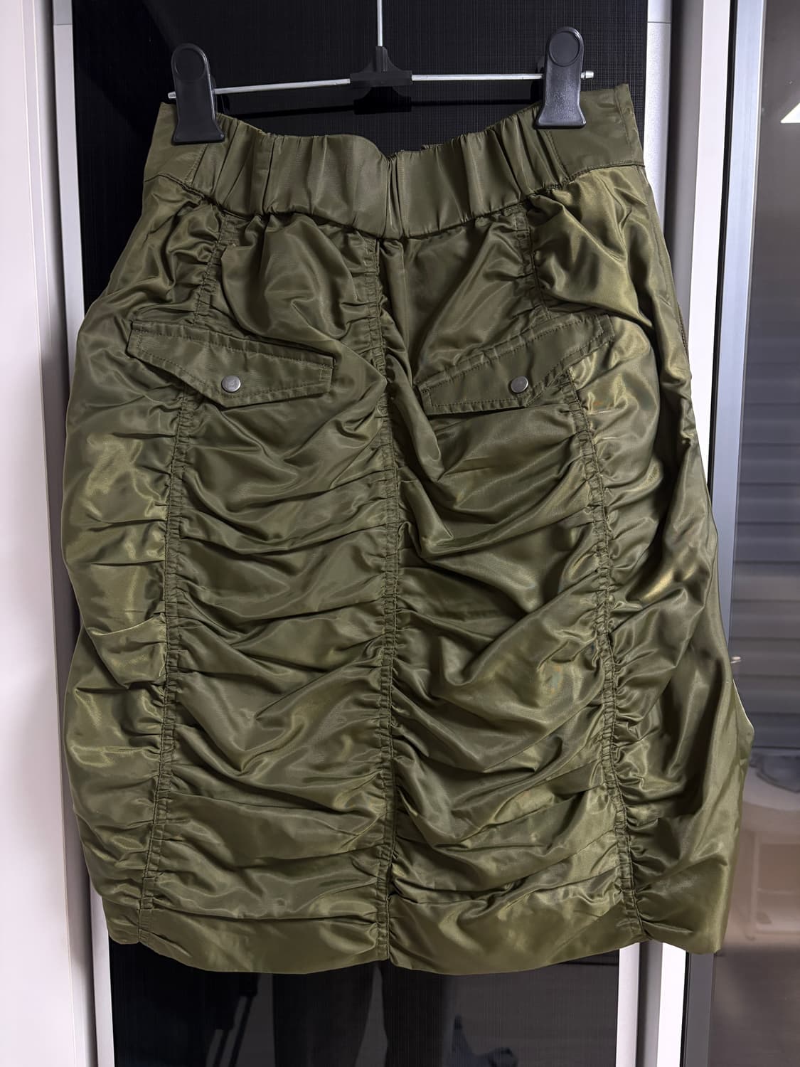 밀로우먼 유틸리티 셔링 지퍼 스커트 카키 M 상품이미지6