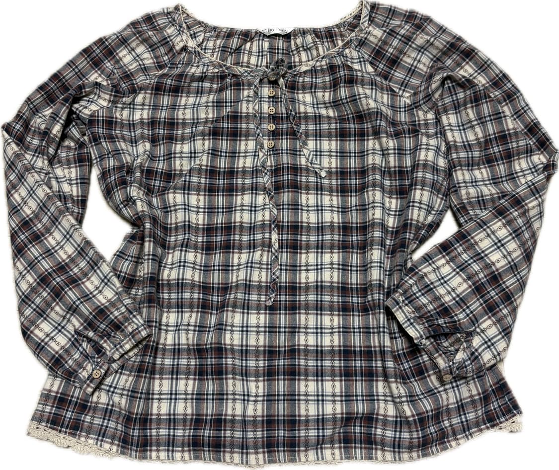 빈티지 모리 체크 블라우스 상품이미지1