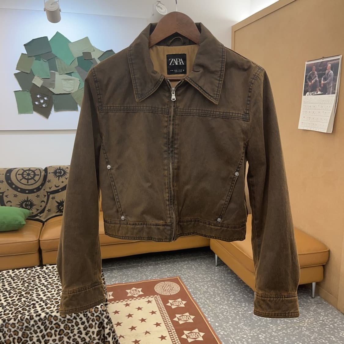 자라 왁스드 워시드 워싱 모던시크 빈티지 자켓 M C08941 상품이미지3