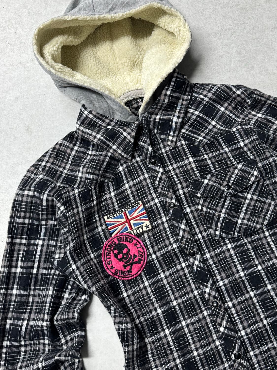 펑크 후드 체크셔츠  상품이미지2