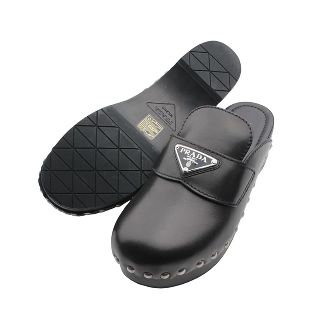프라다 블랙 레더 클로그 35 상품이미지3