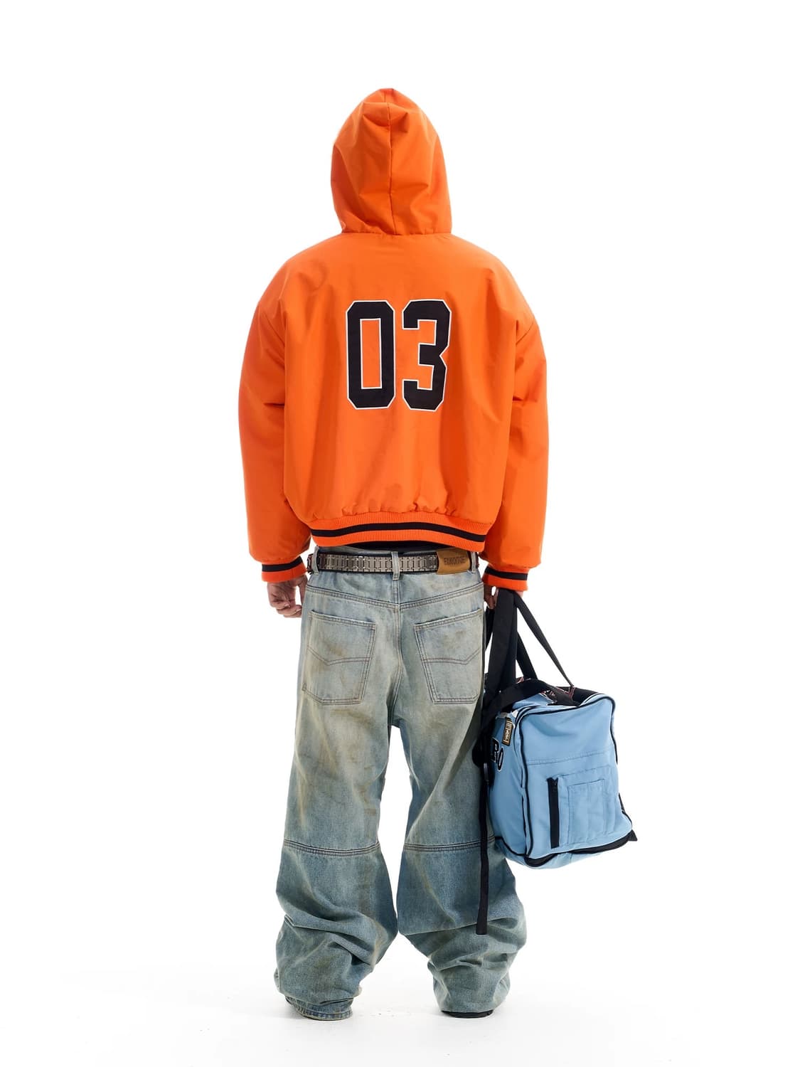 Orange Fur-Lined Patch Hooded Jacket  상품이미지3