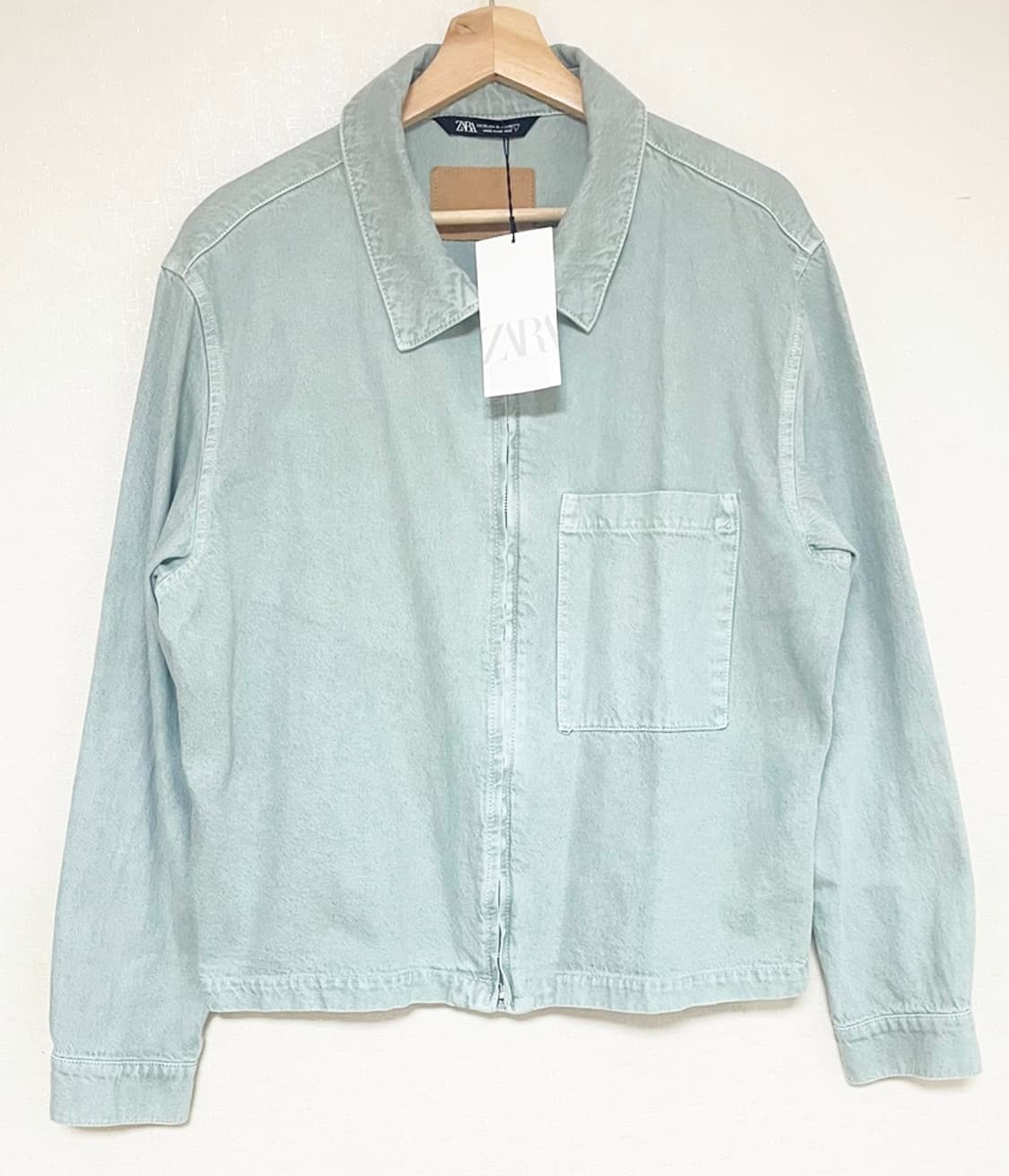 자라 ZARA 크롭 오버셔츠 자켓 라이트 그린 상품이미지4