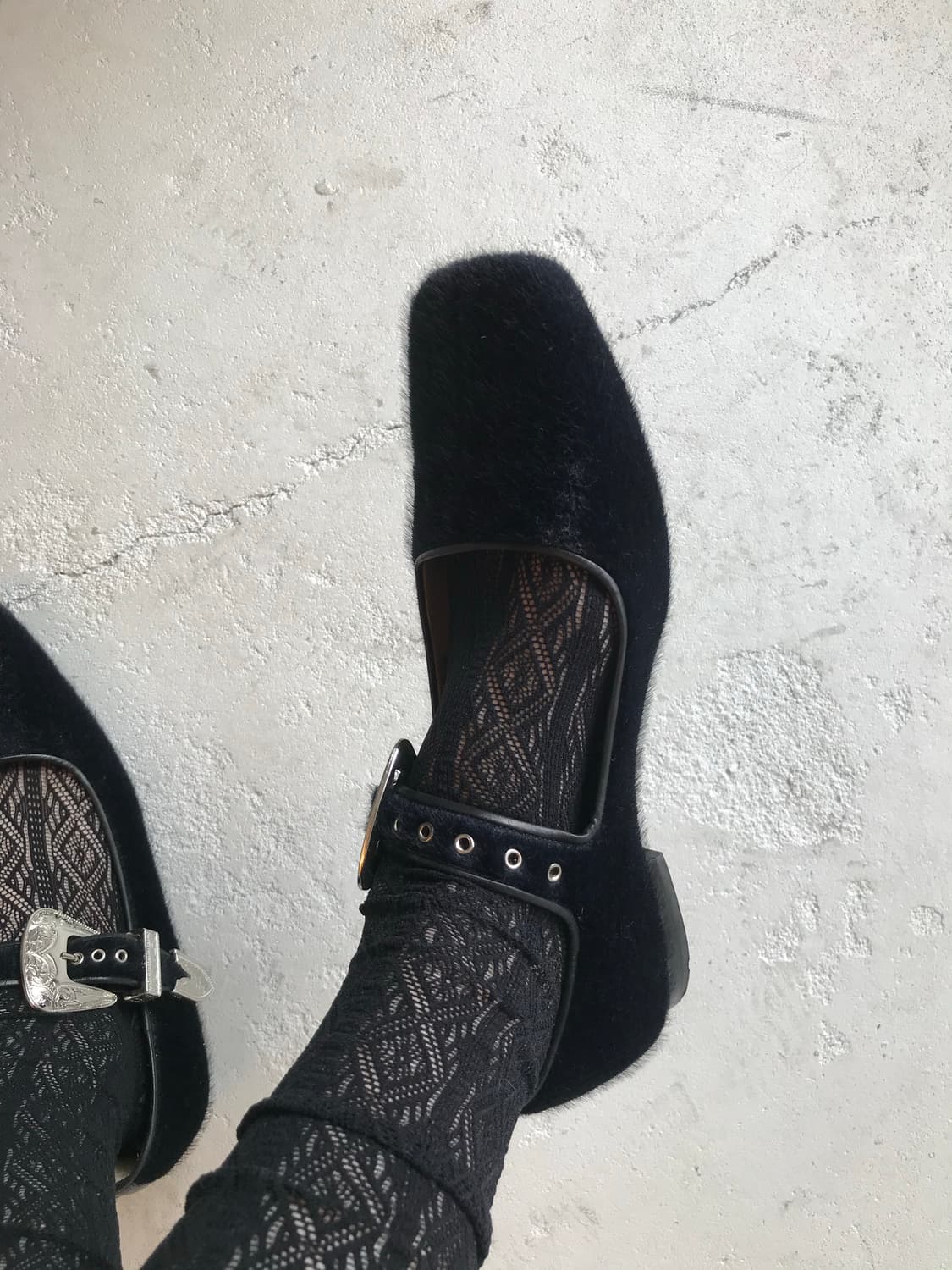 black faux fur mary jane shoes 상품이미지5