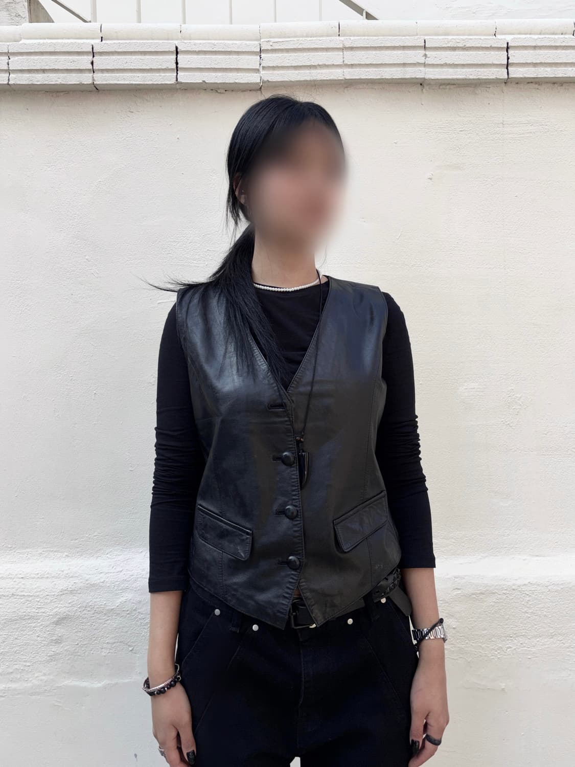 Button up leather vest 상품이미지1