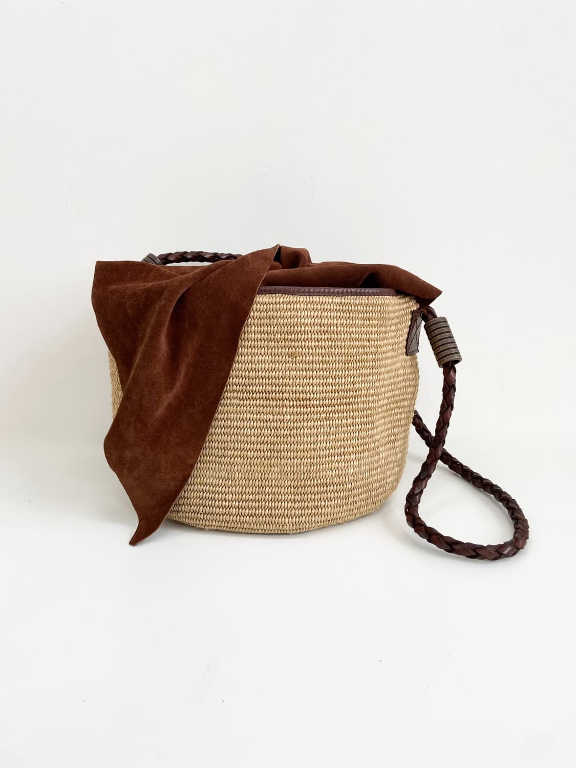 Straw Basket & Leather 숄더백 상품이미지1
