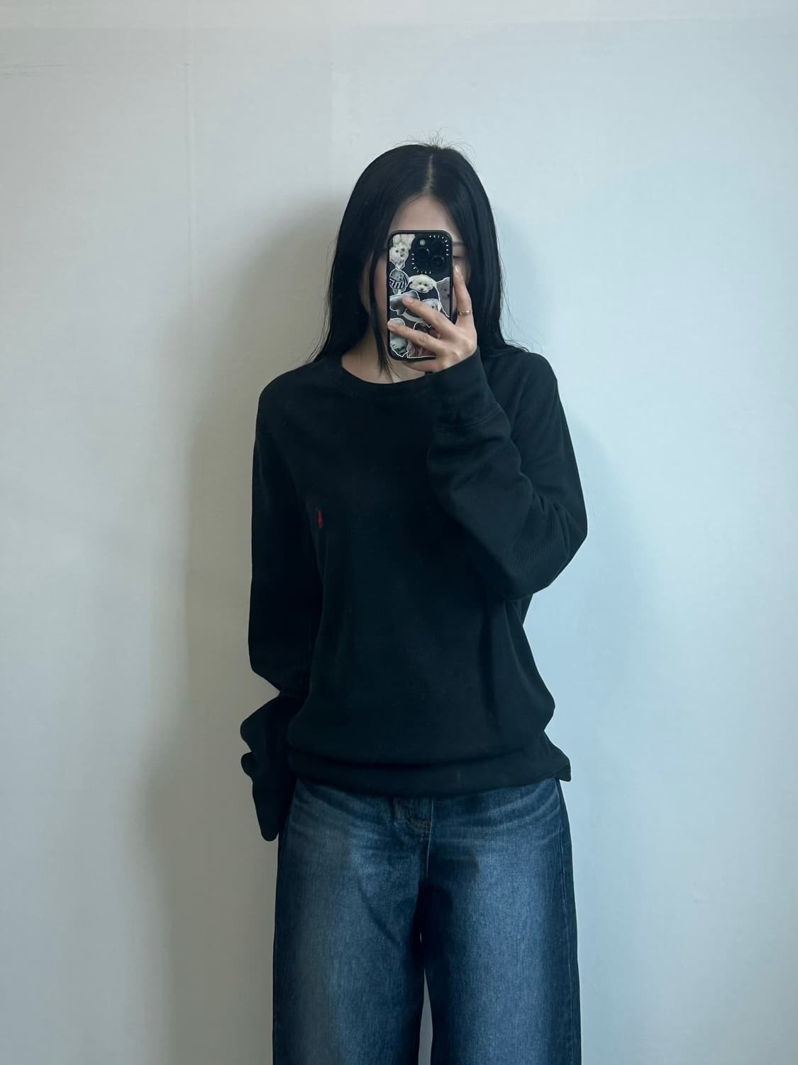 폴로 랄프로렌 자수로고 블랙 와플 니트 상품이미지1