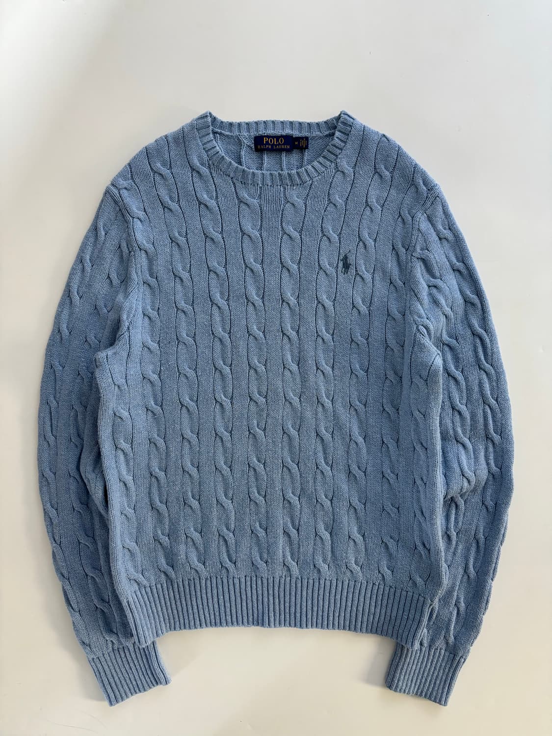 Polo 폴로 랄프로렌 신형 스카이블루 컬러 코튼 케이블 니트 상품이미지1