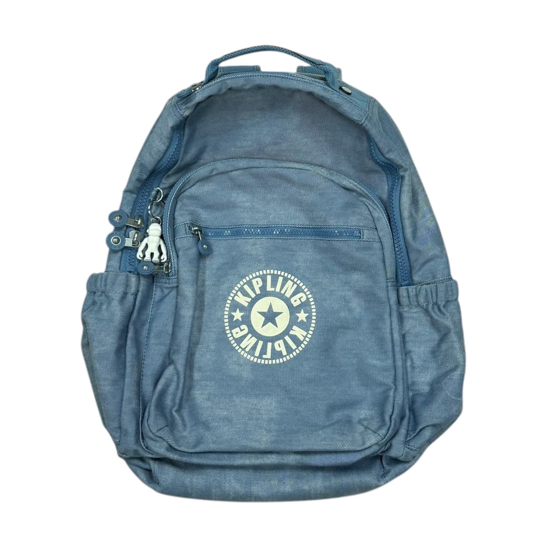 키플링 빈티지 빅로고 데님 포켓 백팩 가방 블루 상품이미지1